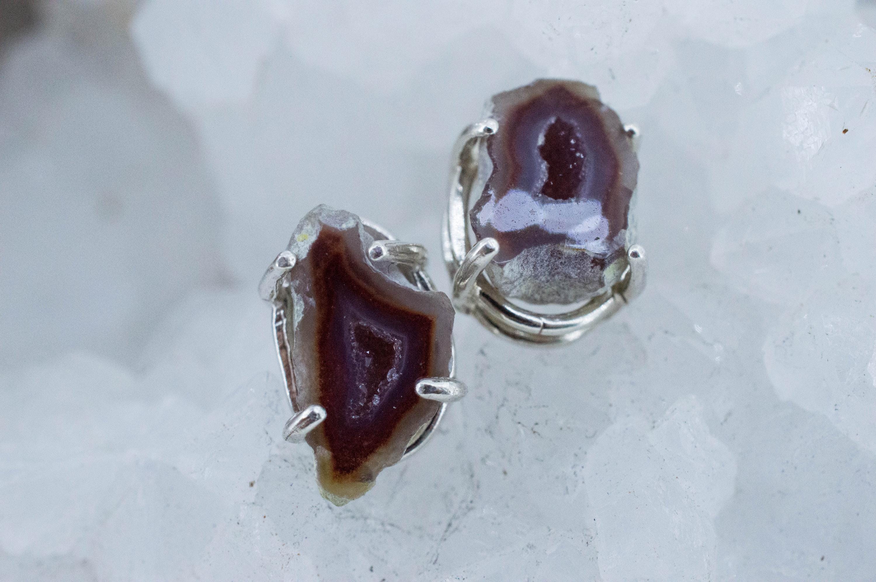 Agate Geode Earrings, Natural Untreated Mexico Tabasco Mini Geodes; 5.715cts - Mark Oliver Gems