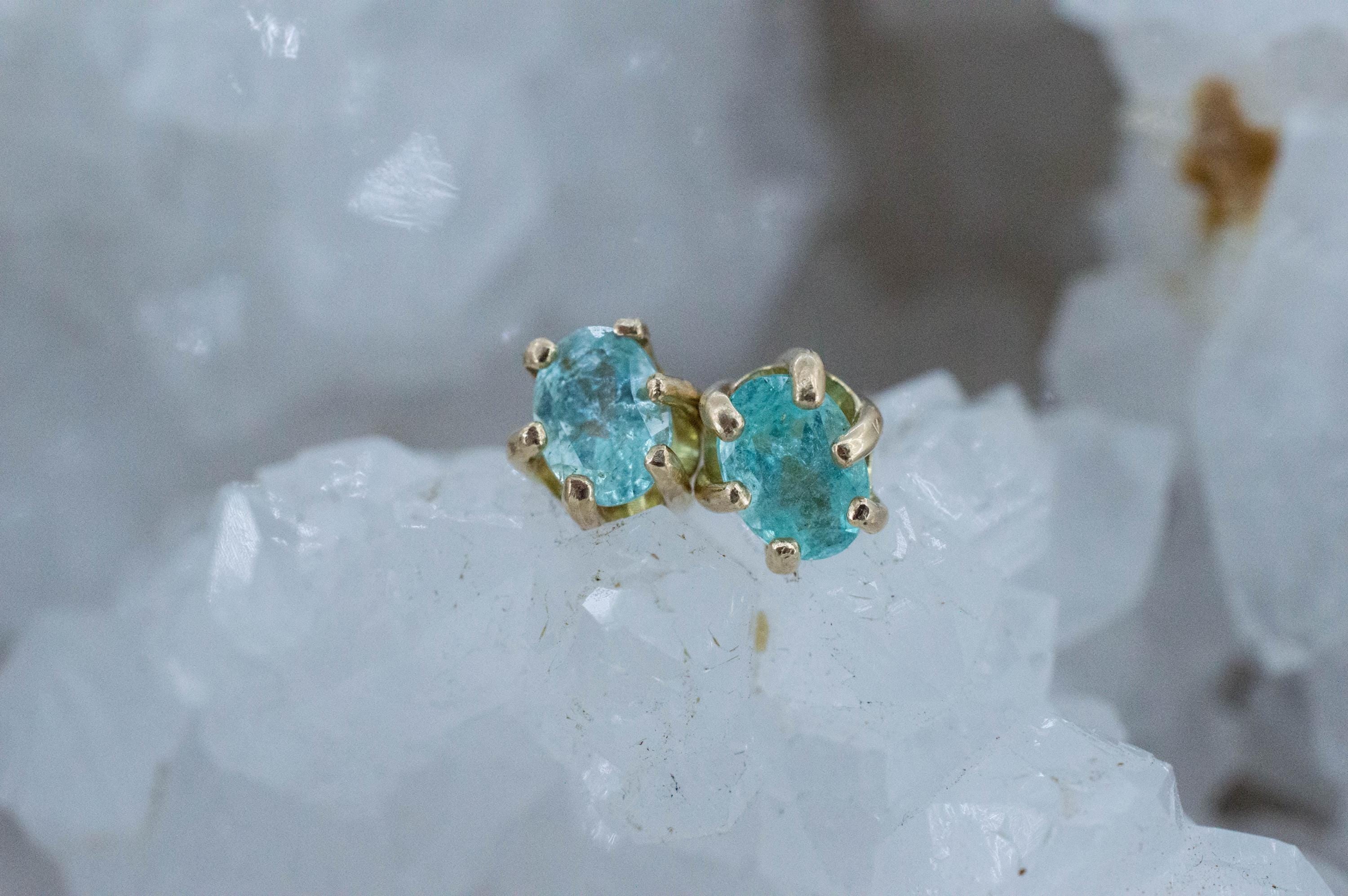 Paraiba Tourmaline Earrings; Natural Brazilian Tourmaline, 1.010cts - Mark Oliver Gems