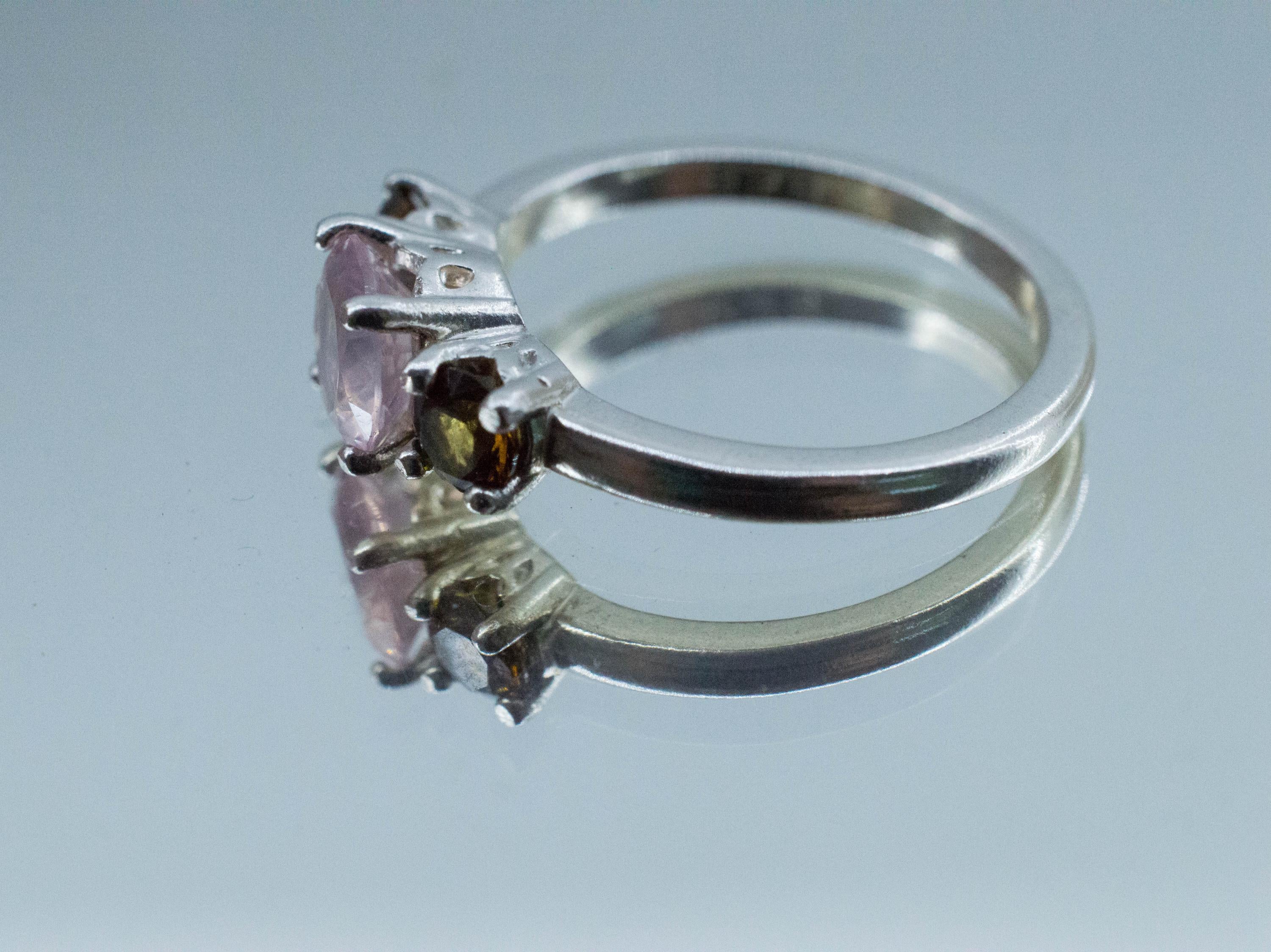 Rose Quartz and Dravite Tourmaline Ring; Natural Untreated Quartz and Tourmaline - Mark Oliver Gems