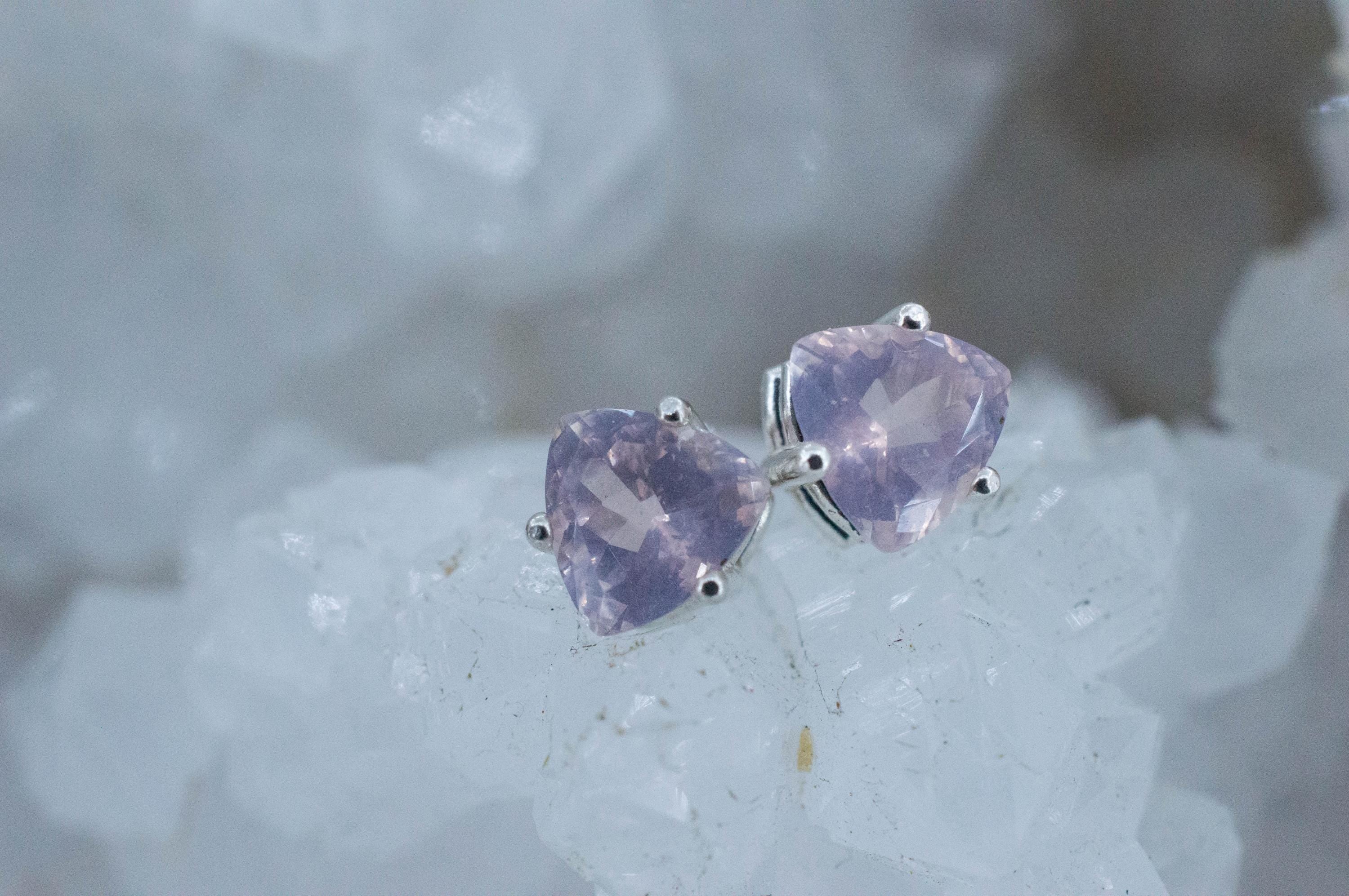Rose Quartz Earrings; Natural Untreated Tanzania Rose Quartz; 1.480cts - Mark Oliver Gems