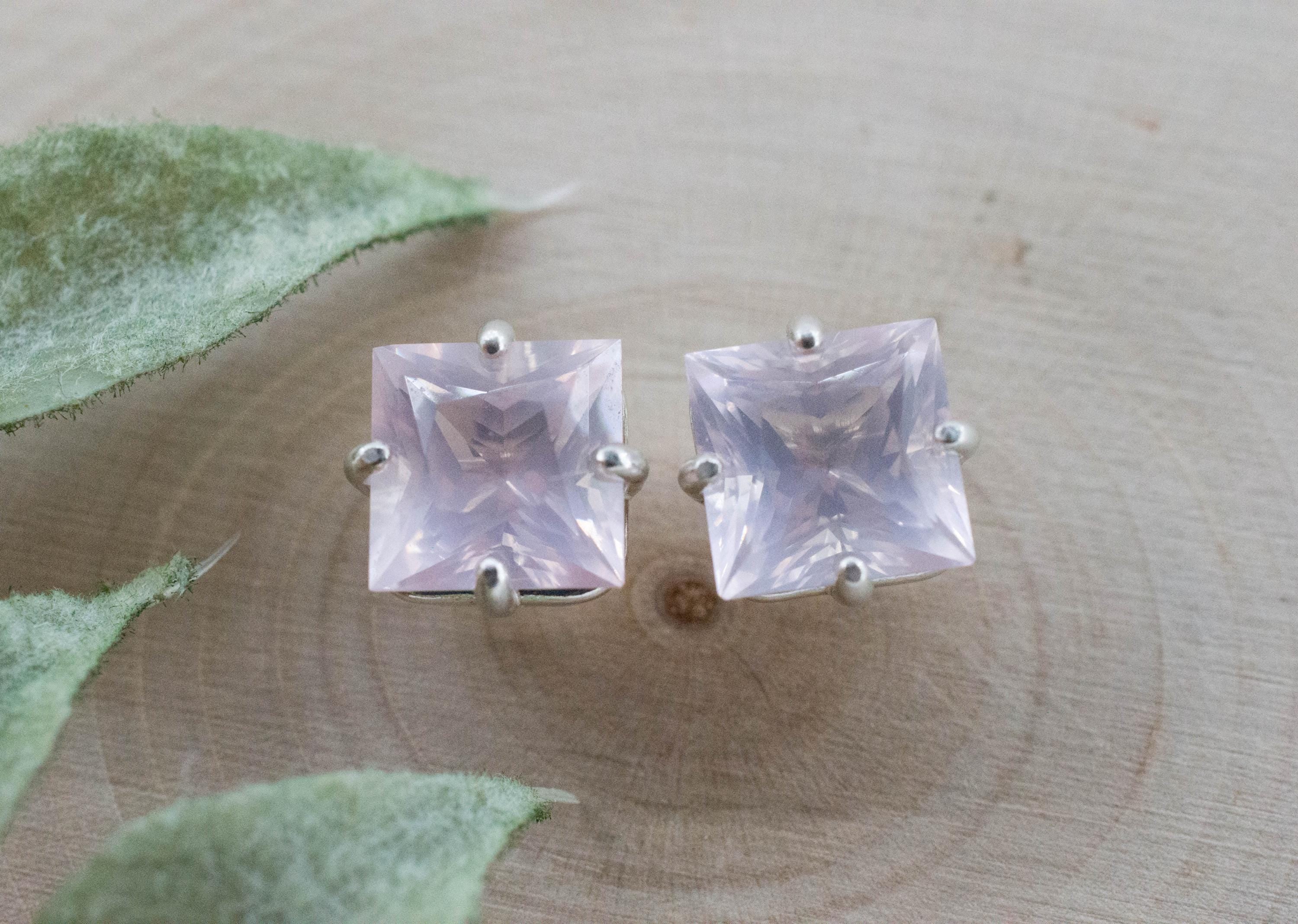 Rose Quartz Earrings; Natural Untreated Brazil Rose Quartz; 4.425cts - Mark Oliver Gems