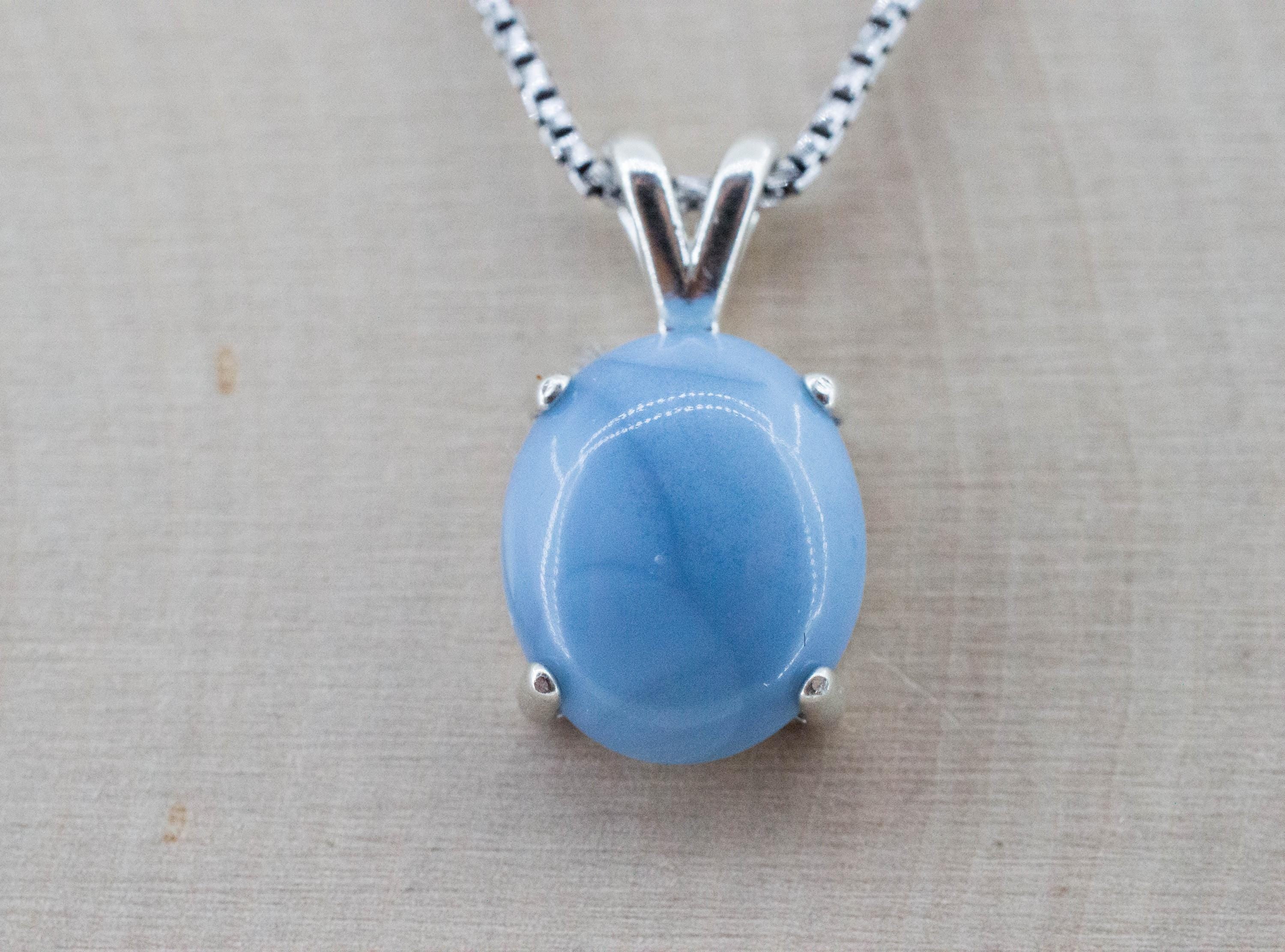 Blue Opal Pendant; Natural Untreated Oregon Owyhee Opal; 5.410cts