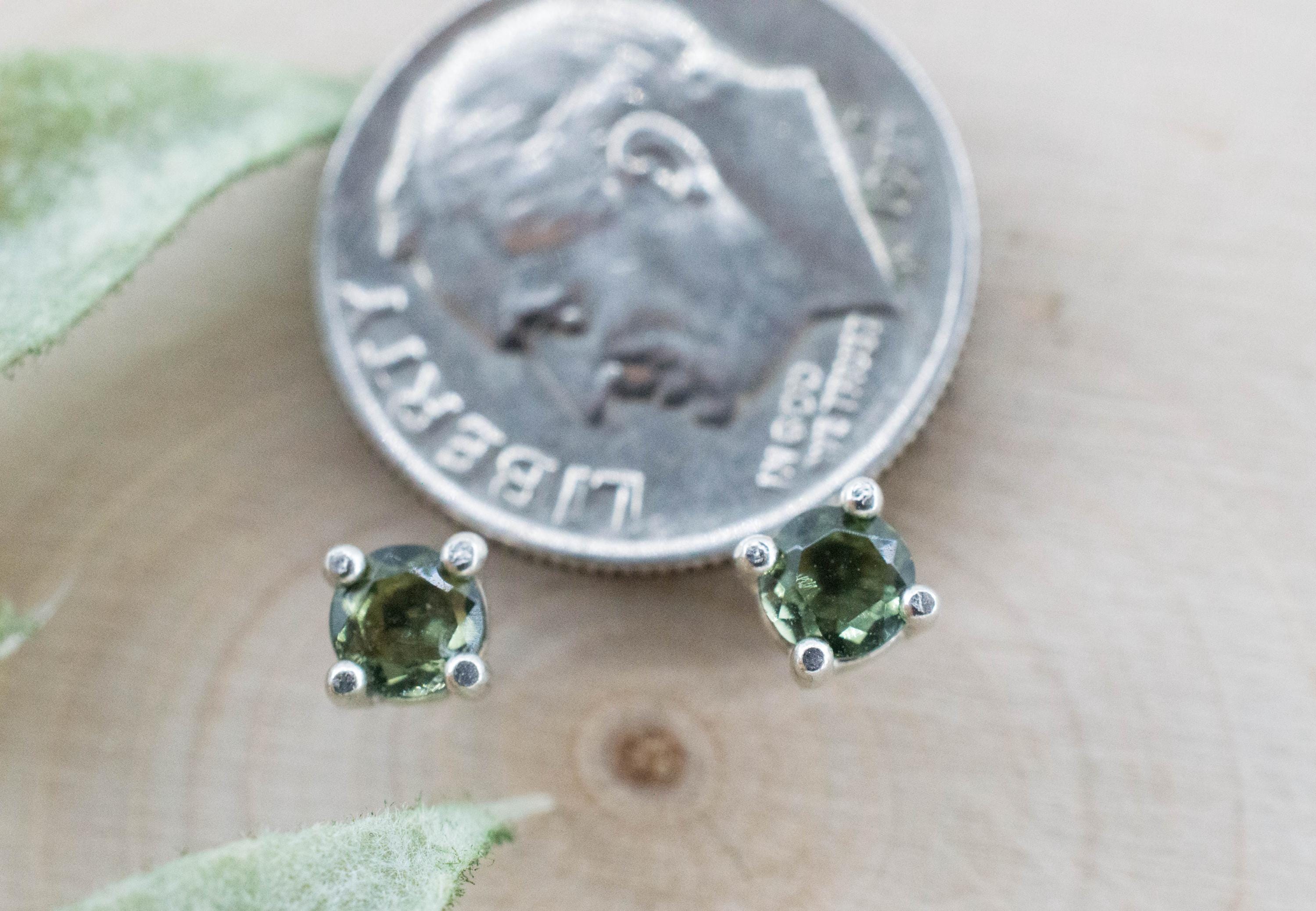 Moldavite Earrings; Natural Untreated Czech Republic Moldavite; 0.325cts