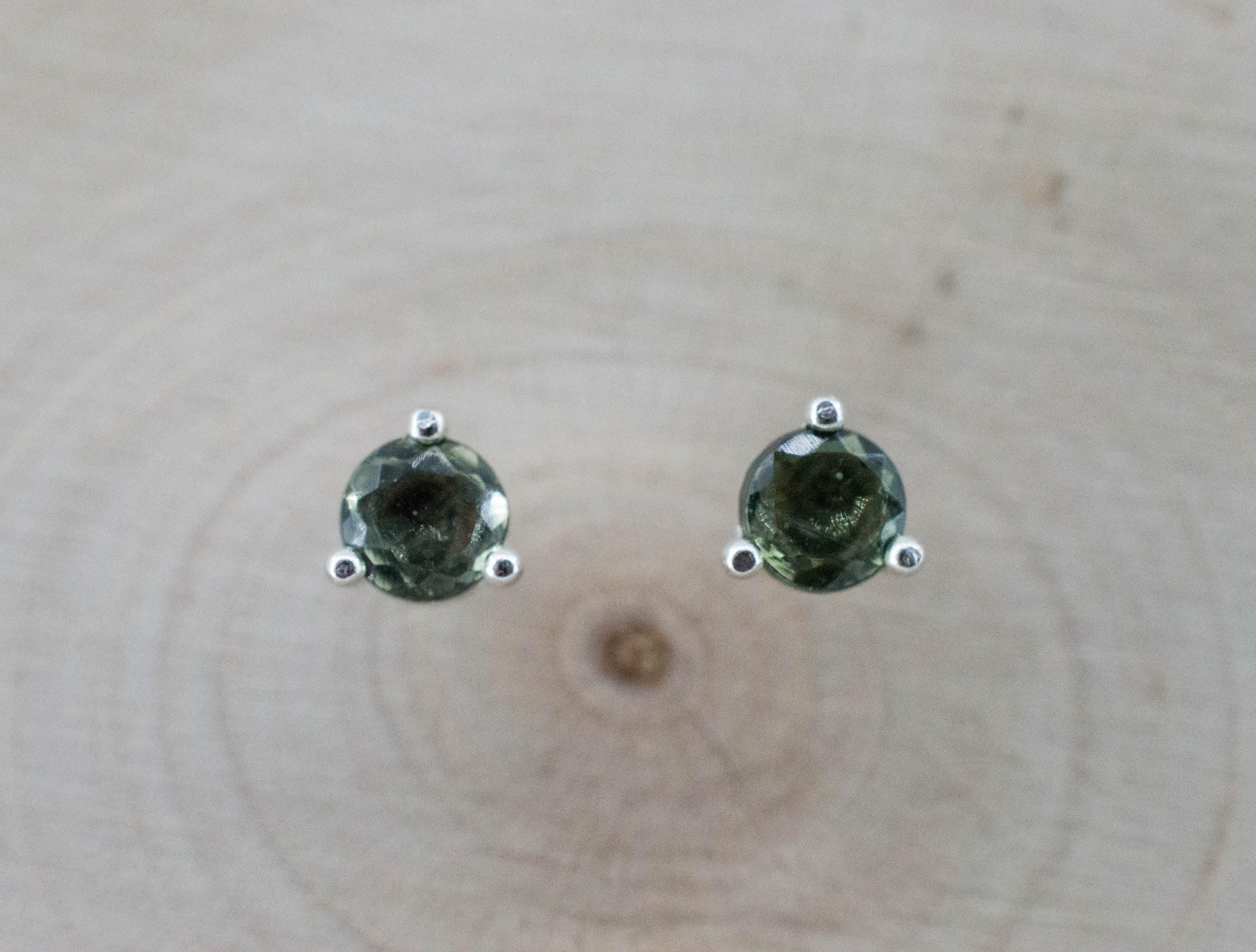 Moldavite Earrings; Natural Untreated Czech Republic Moldavite; 0.395cts