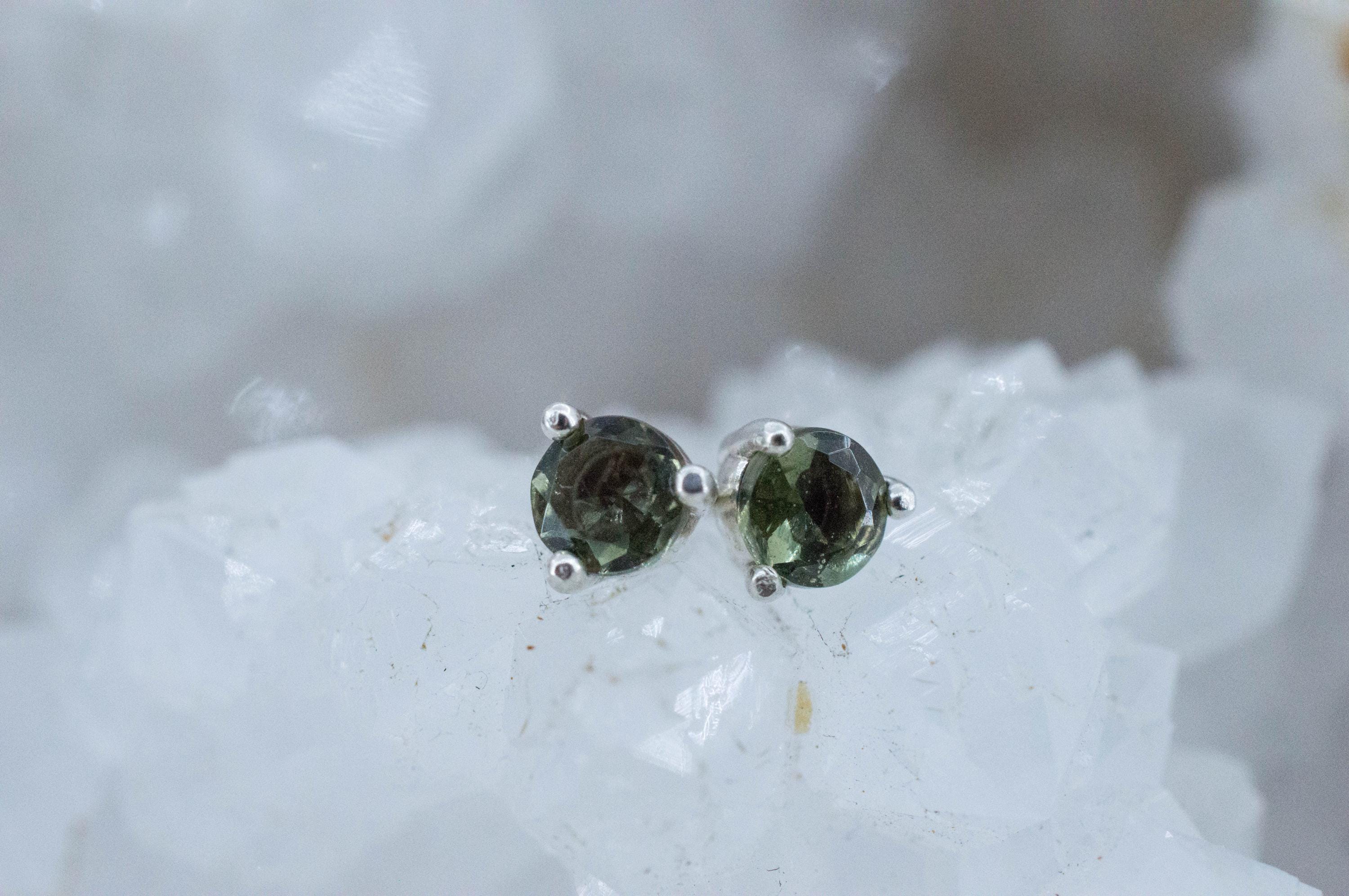 Moldavite Earrings; Natural Untreated Czech Republic Moldavite; 0.390cts