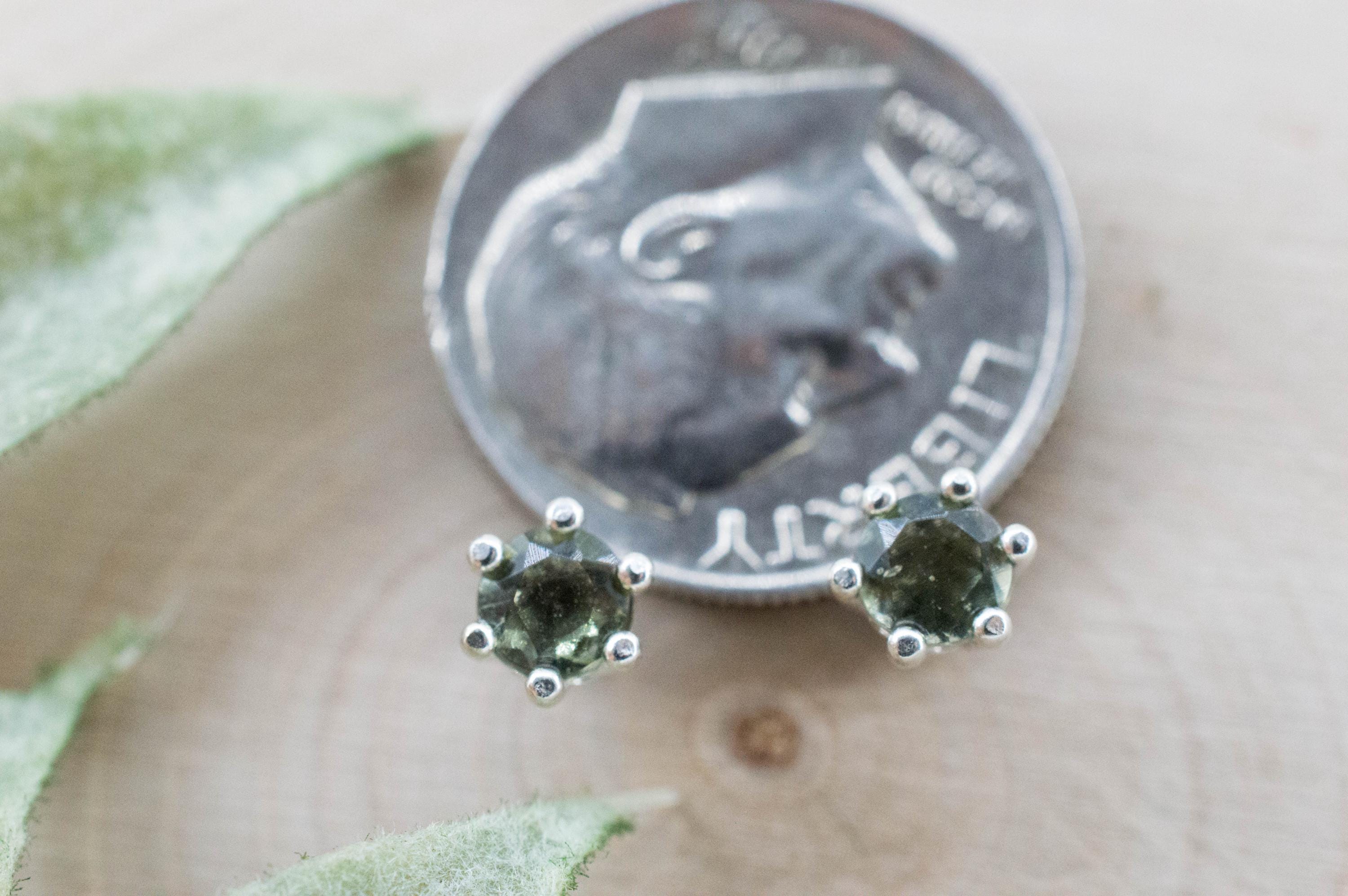 Moldavite Earrings; Natural Untreated Czech Republic Moldavite; 0.400cts