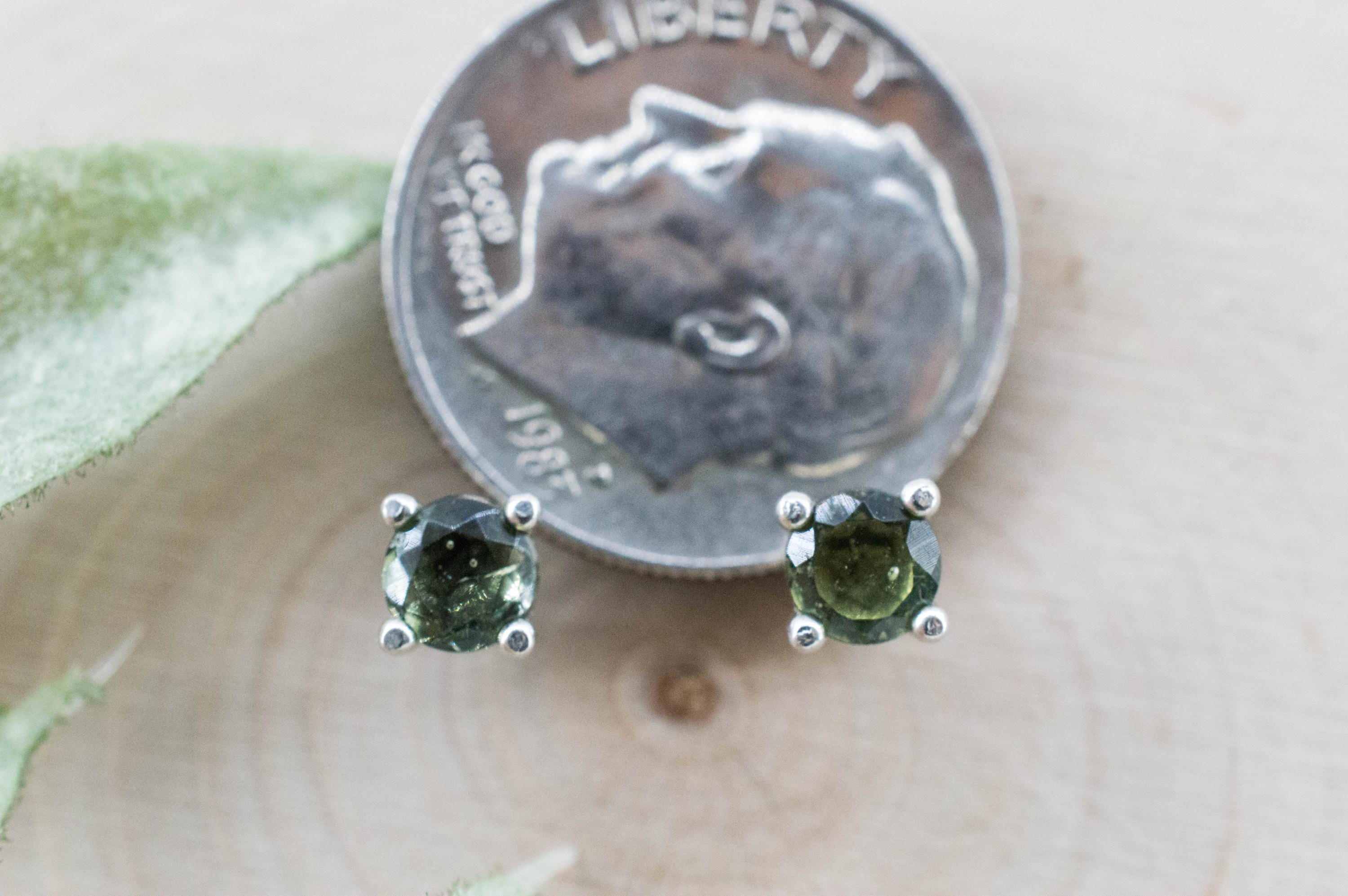 Moldavite Earrings; Natural Untreated Czech Republic Moldavite; 0.430cts