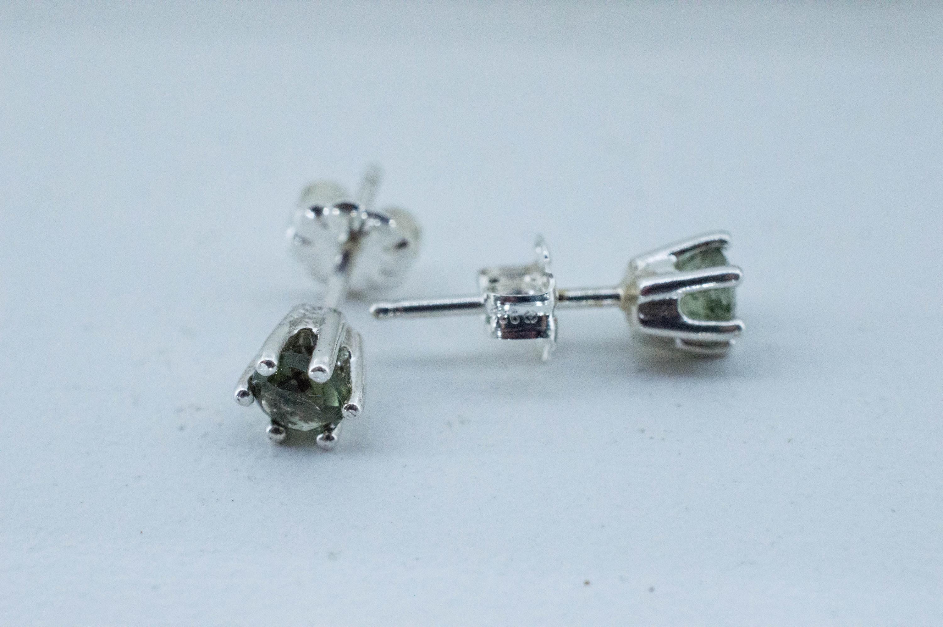 Moldavite Earrings; Natural Untreated Czech Republic Moldavite; 0.435cts - Mark Oliver Gems