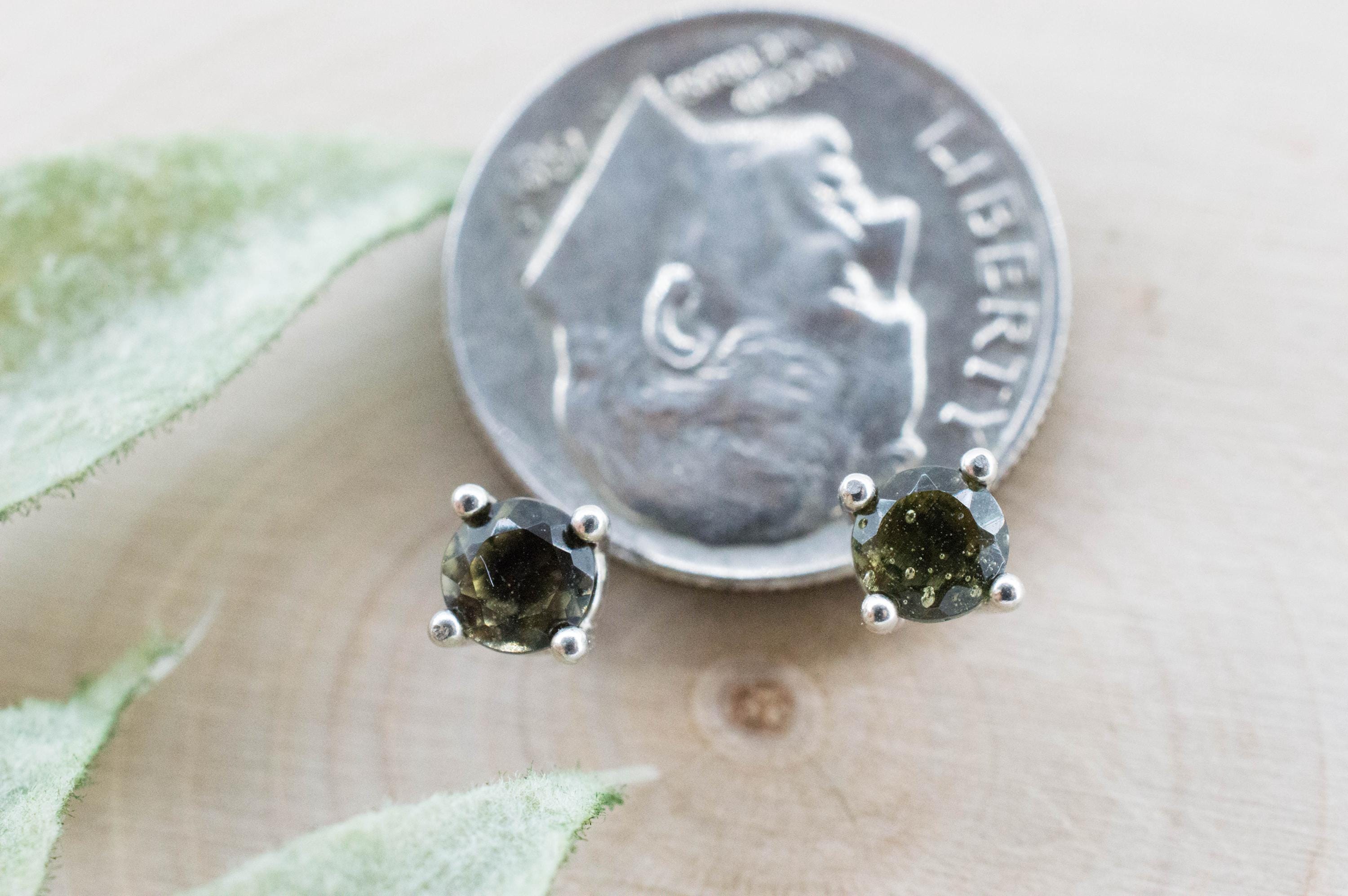 Moldavite Earrings; Natural Untreated Czech Republic Moldavite; 0.460cts