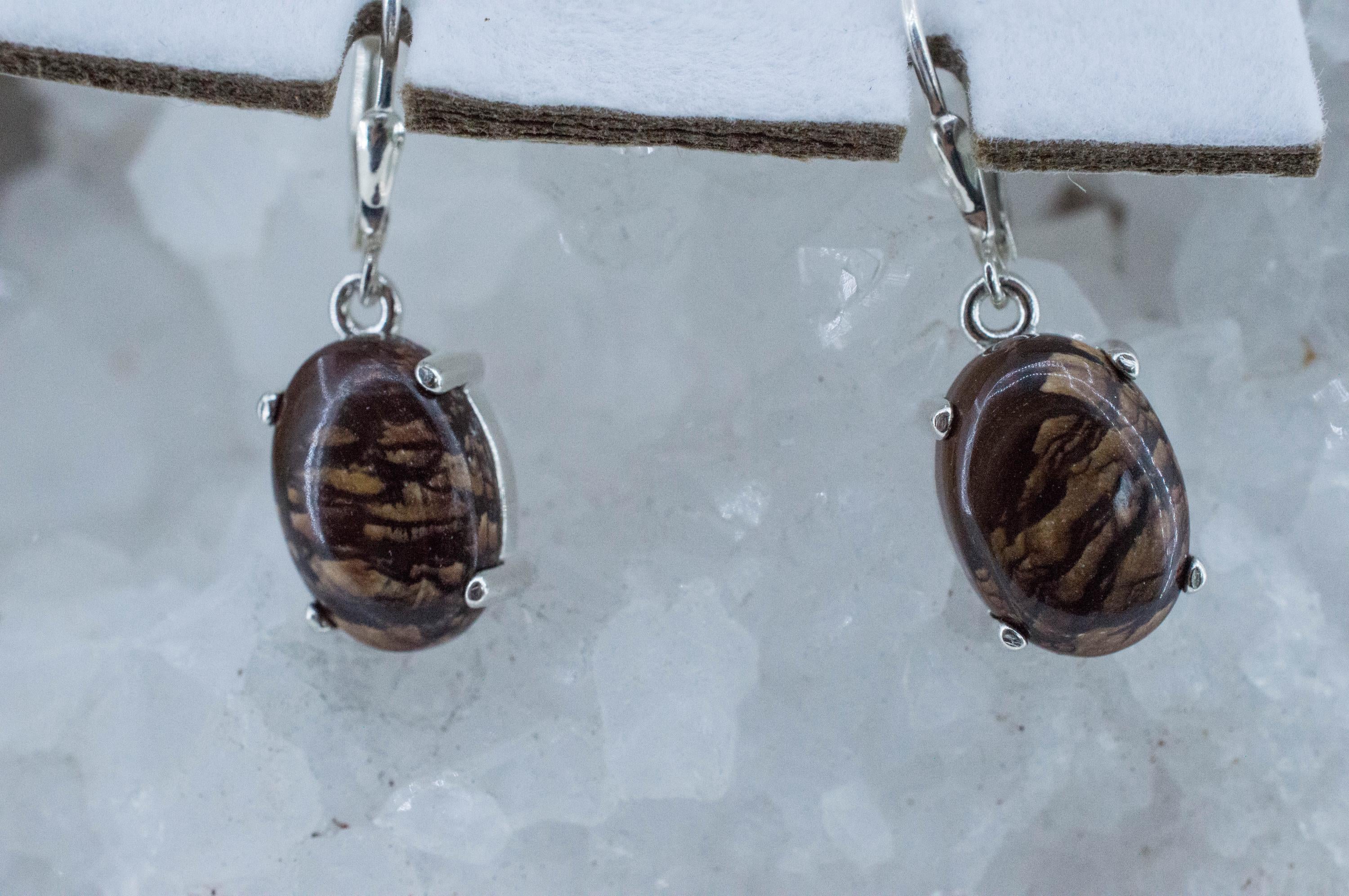 Biggs Jasper Earrings; Natural Untreated Oregon Picture Jasper; 9.980cts