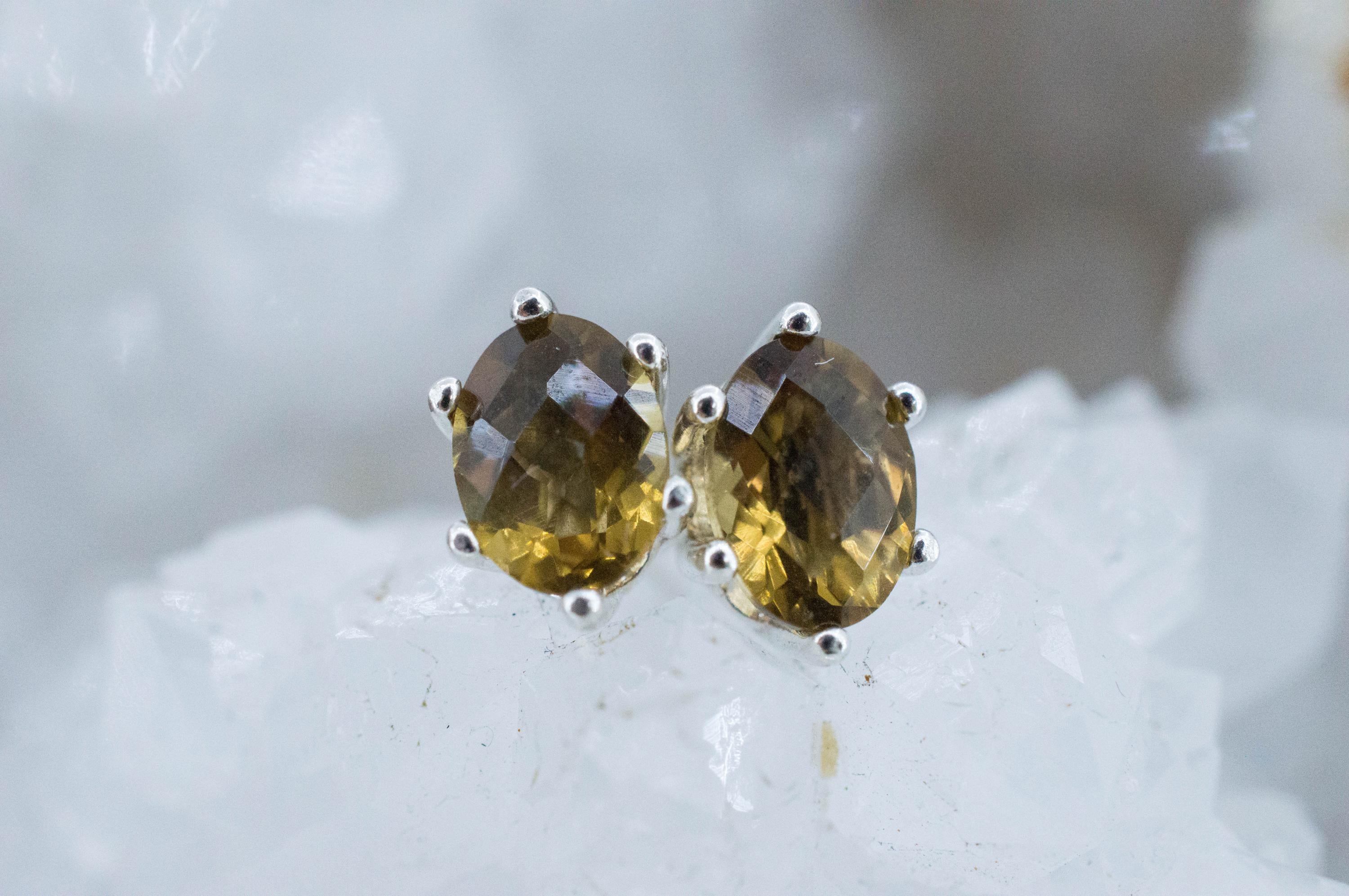 Whiskey Quartz Earrings; Natural Untreated Brazilian Quartz; 1.390cts