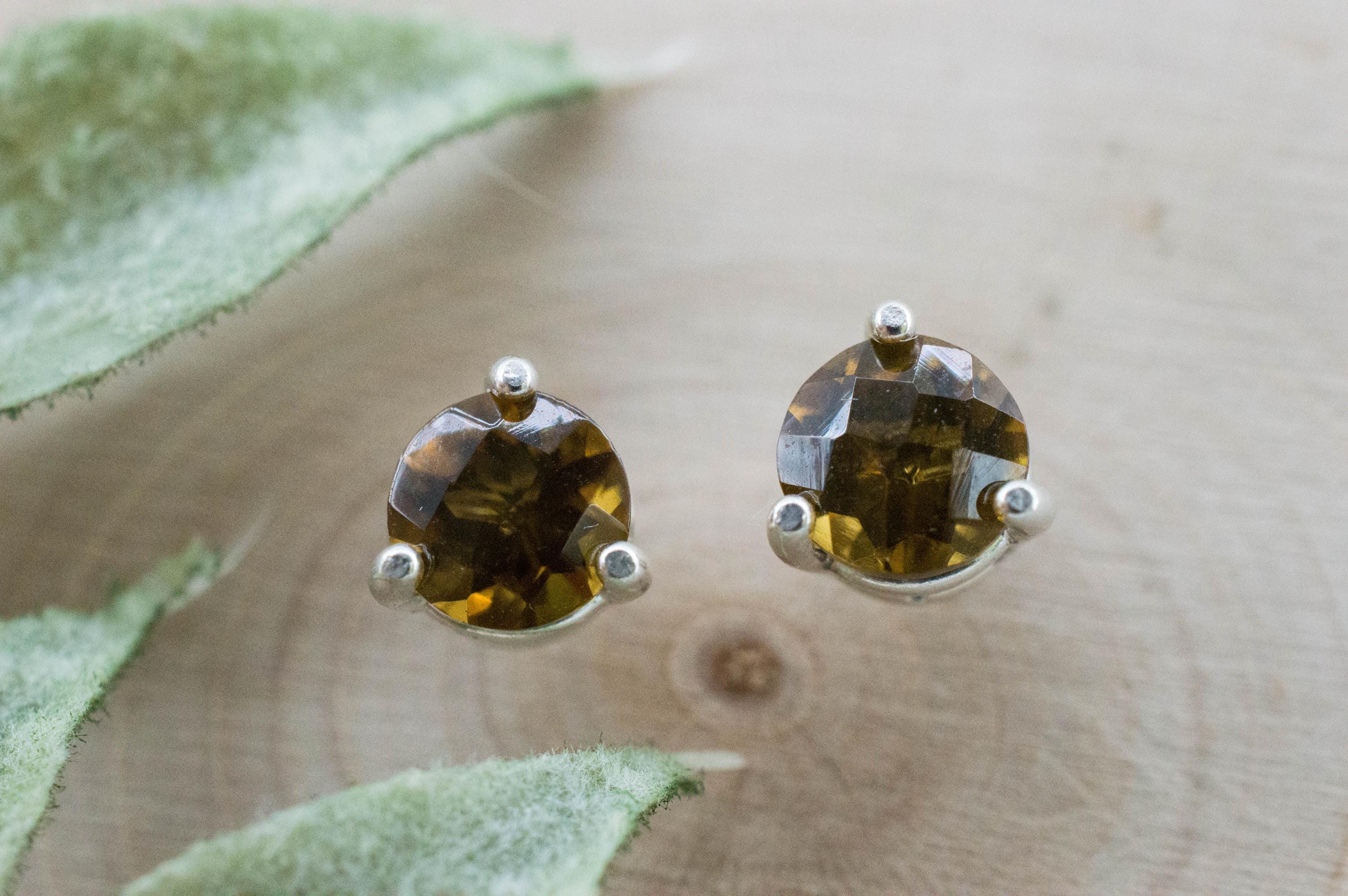 Whiskey Quartz Earrings; Natural Untreated Brazilian Quartz; 1.410cts