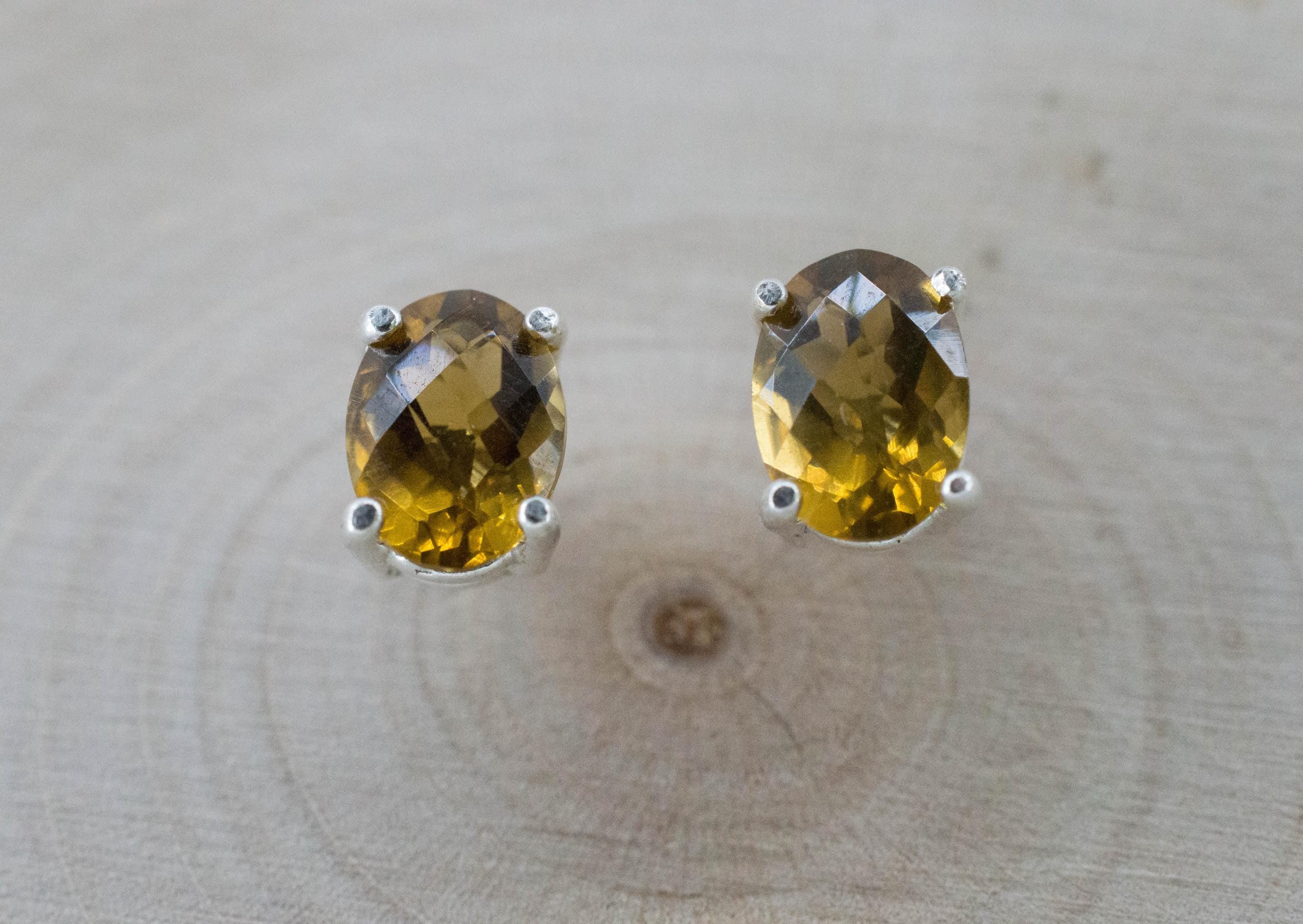 Whiskey Quartz Earrings; Natural Untreated Brazilian Quartz; 1.440cts