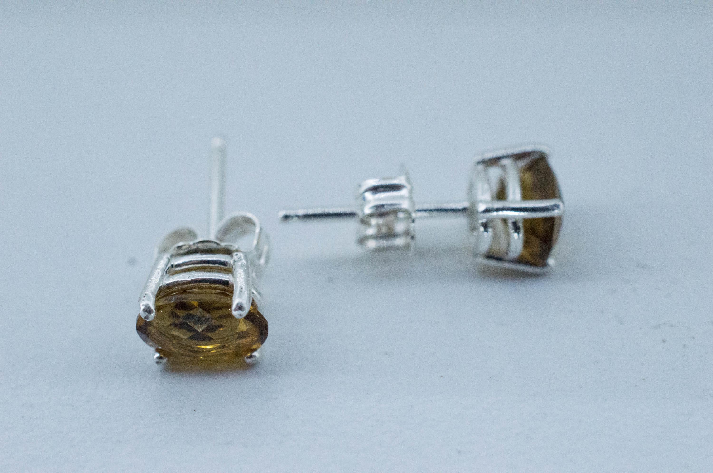 Whiskey Quartz Earrings; Natural Untreated Brazilian Quartz; 1.440cts