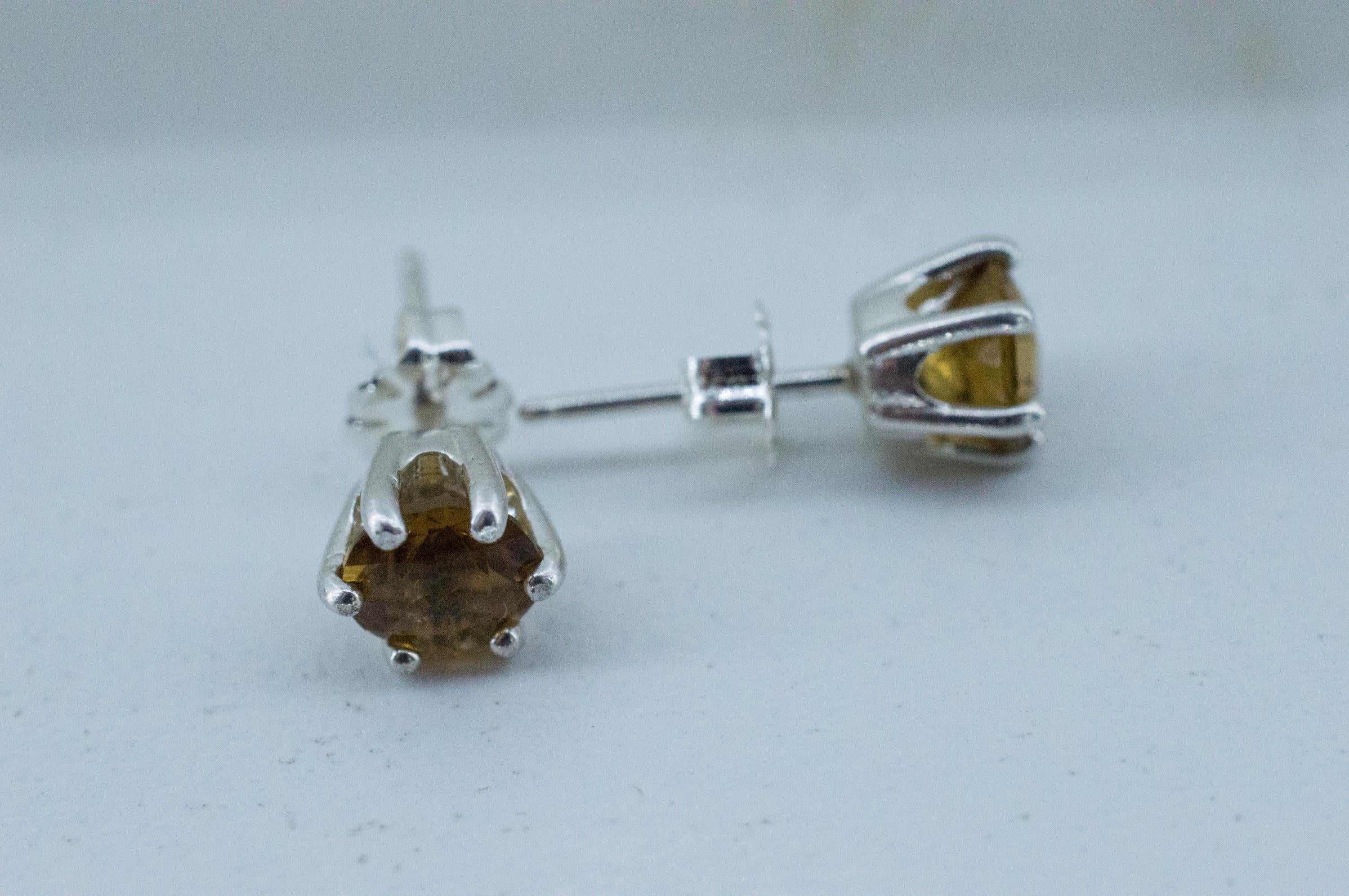 Whiskey Quartz Earrings; Natural Untreated Brazilian Quartz; 1.470cts