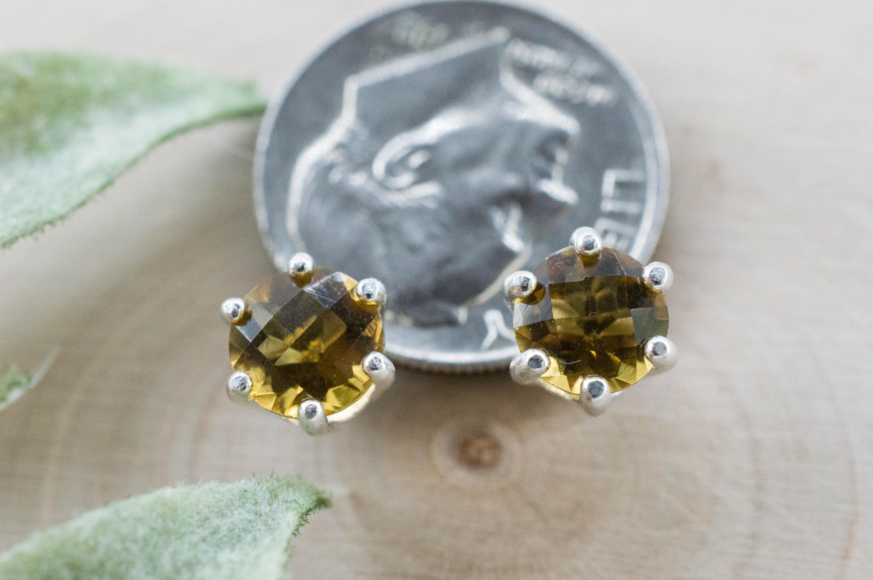 Whiskey Quartz Earrings; Natural Untreated Brazilian Quartz; 1.470cts