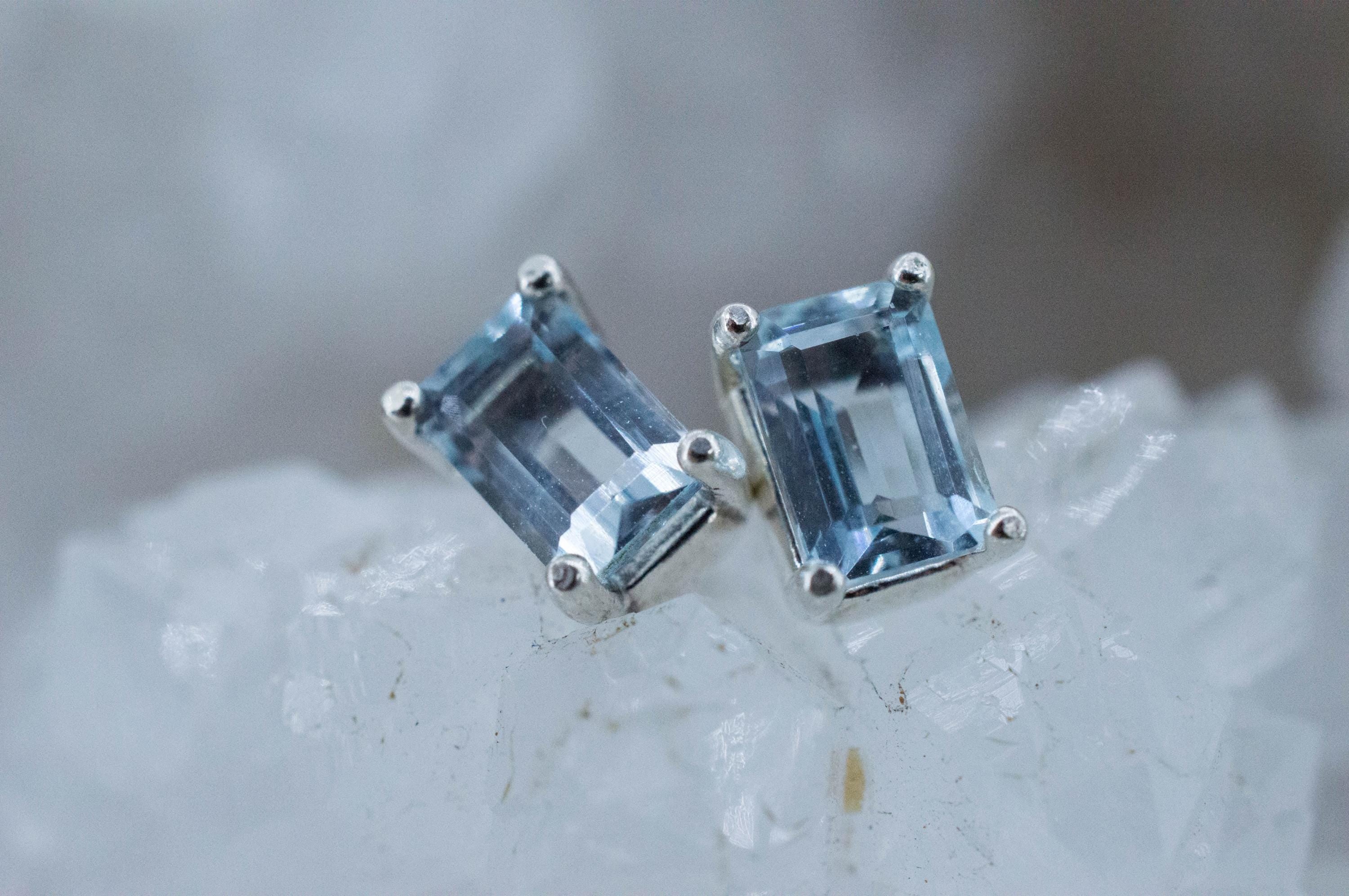 Aquamarine Earrings; Natural Untreated Brazil Aquamarine; 1.200cts