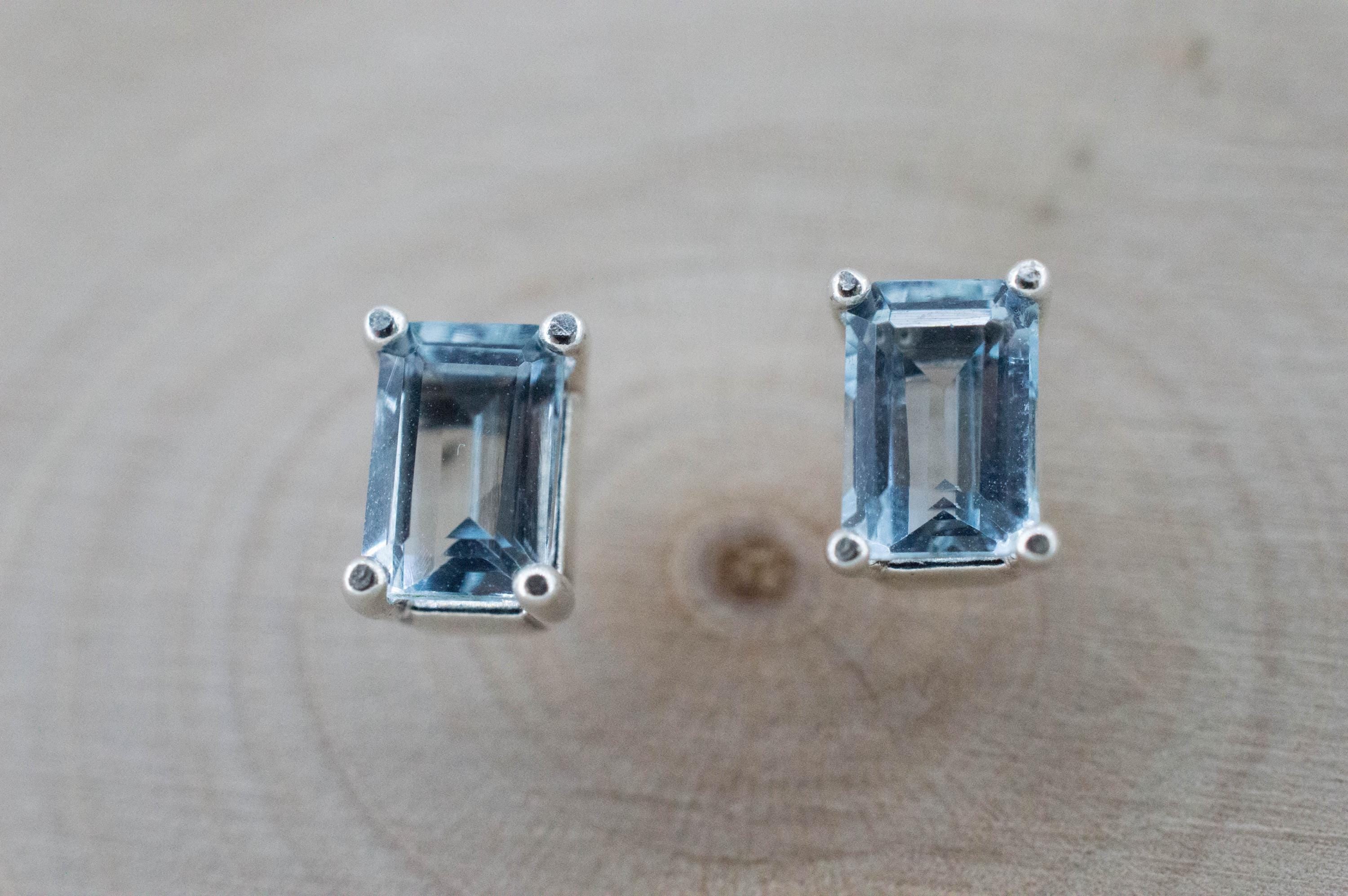 Aquamarine Earrings; Natural Untreated Brazil Aquamarine; 1.200cts