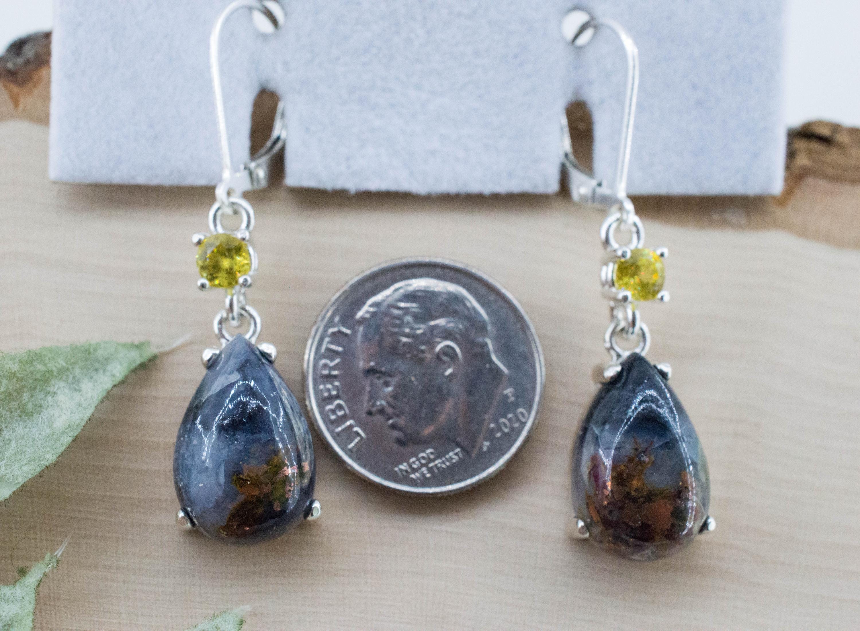 Aquadite and Sphene Earrings; Natural Untreated Indonesia Aquadite™; 13.785cts - Mark Oliver Gems