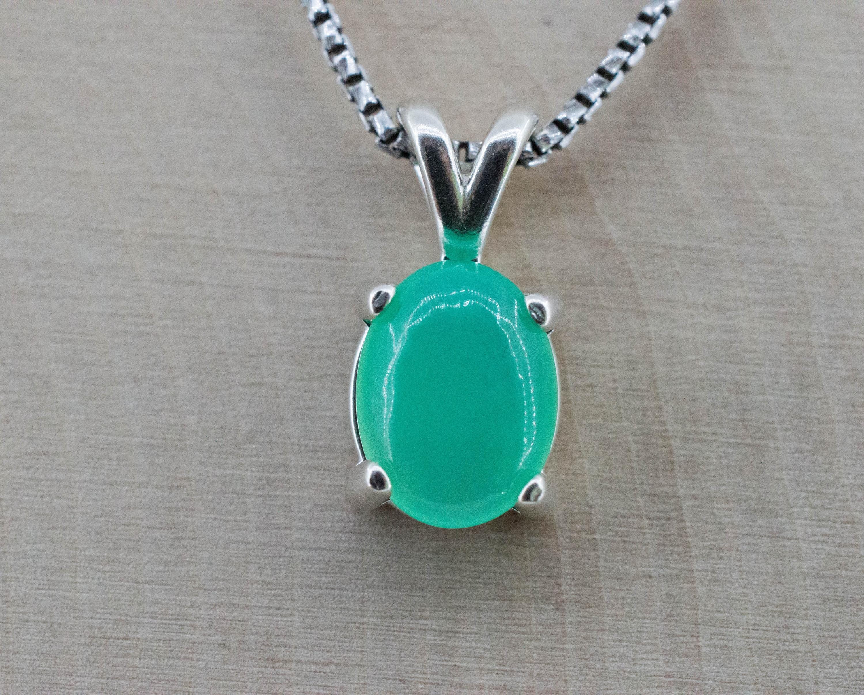 Chrysoprase Pendant; Natural Untreated Australia Chrysoprase; 2.675cts - Mark Oliver Gems