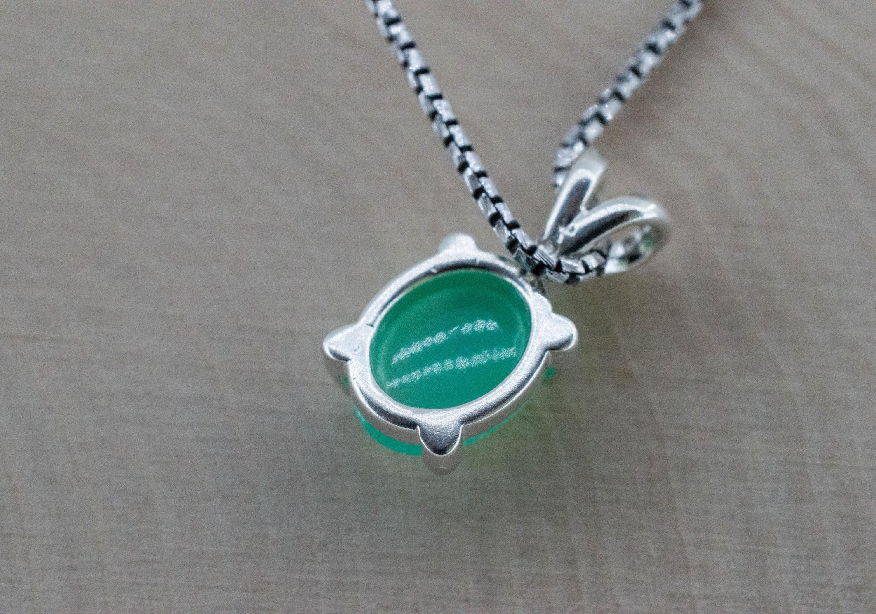 Chrysoprase Pendant; Natural Untreated Australia Chrysoprase; 2.675cts - Mark Oliver Gems