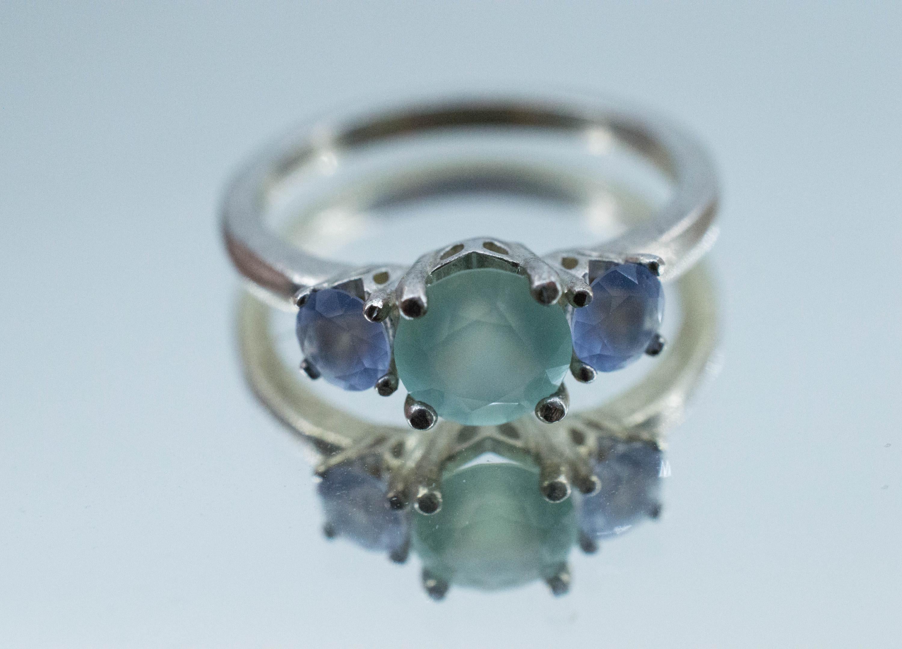 Chrysoprase and Blue Agate Ring, Natural Untreated Australian Chrysoprase and Namibia Agate - Mark Oliver Gems