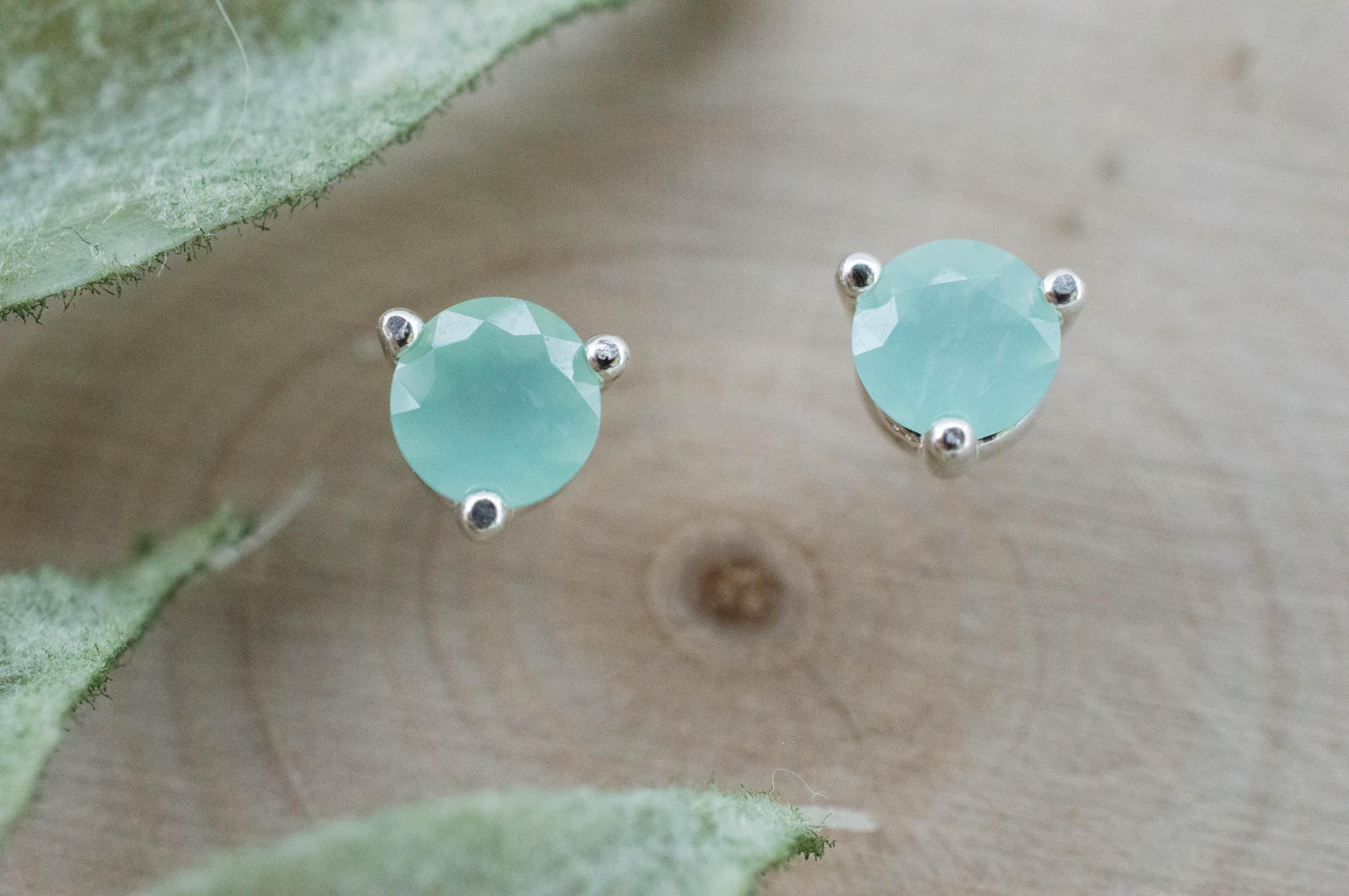 Chrysoprase Earrings, Natural Untreated Australian Chrysoprase; 0.450cts - Mark Oliver Gems
