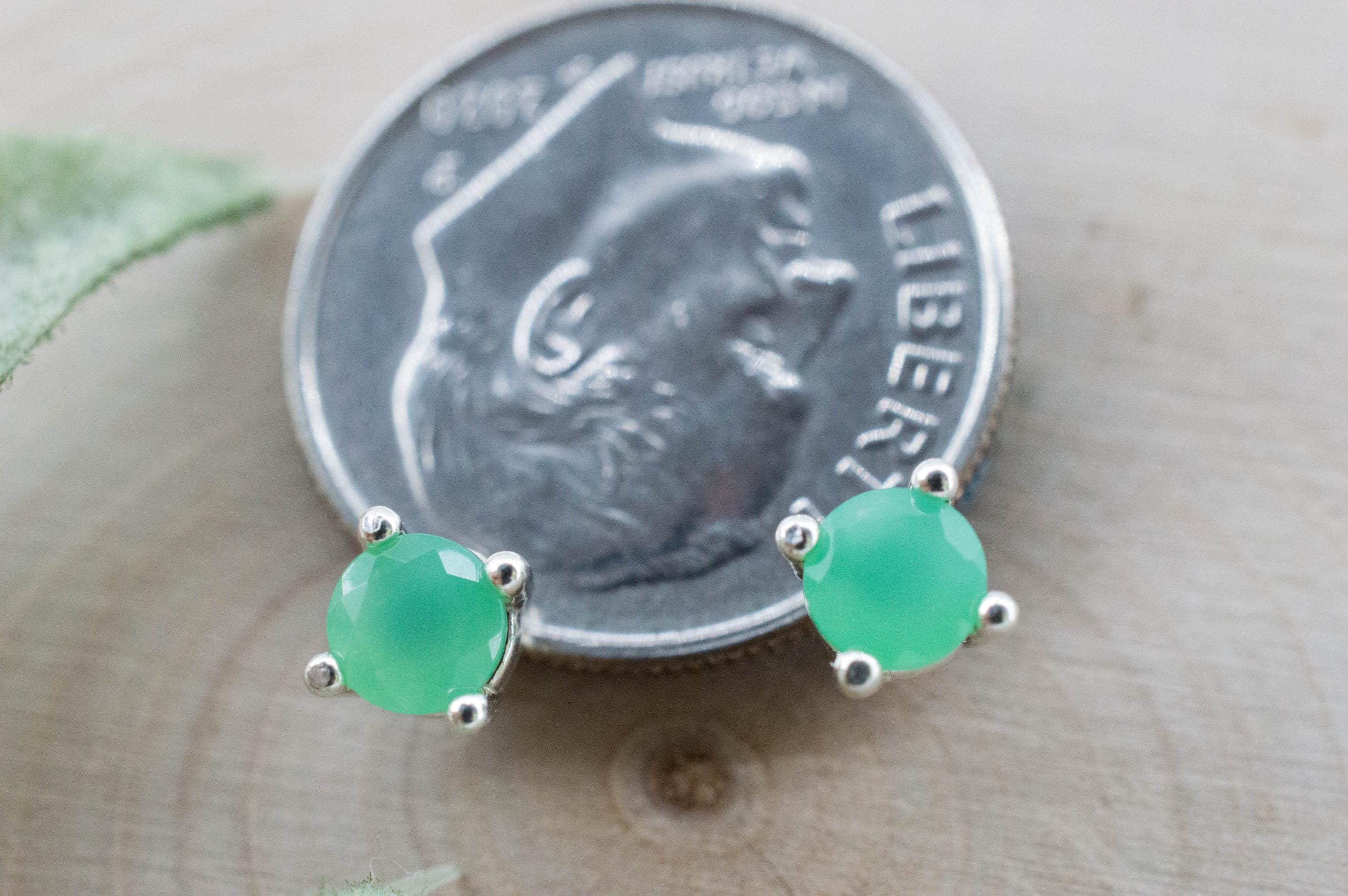 Chrysoprase Earrings, Natural Untreated Australian Chrysoprase; 0.520cts - Mark Oliver Gems