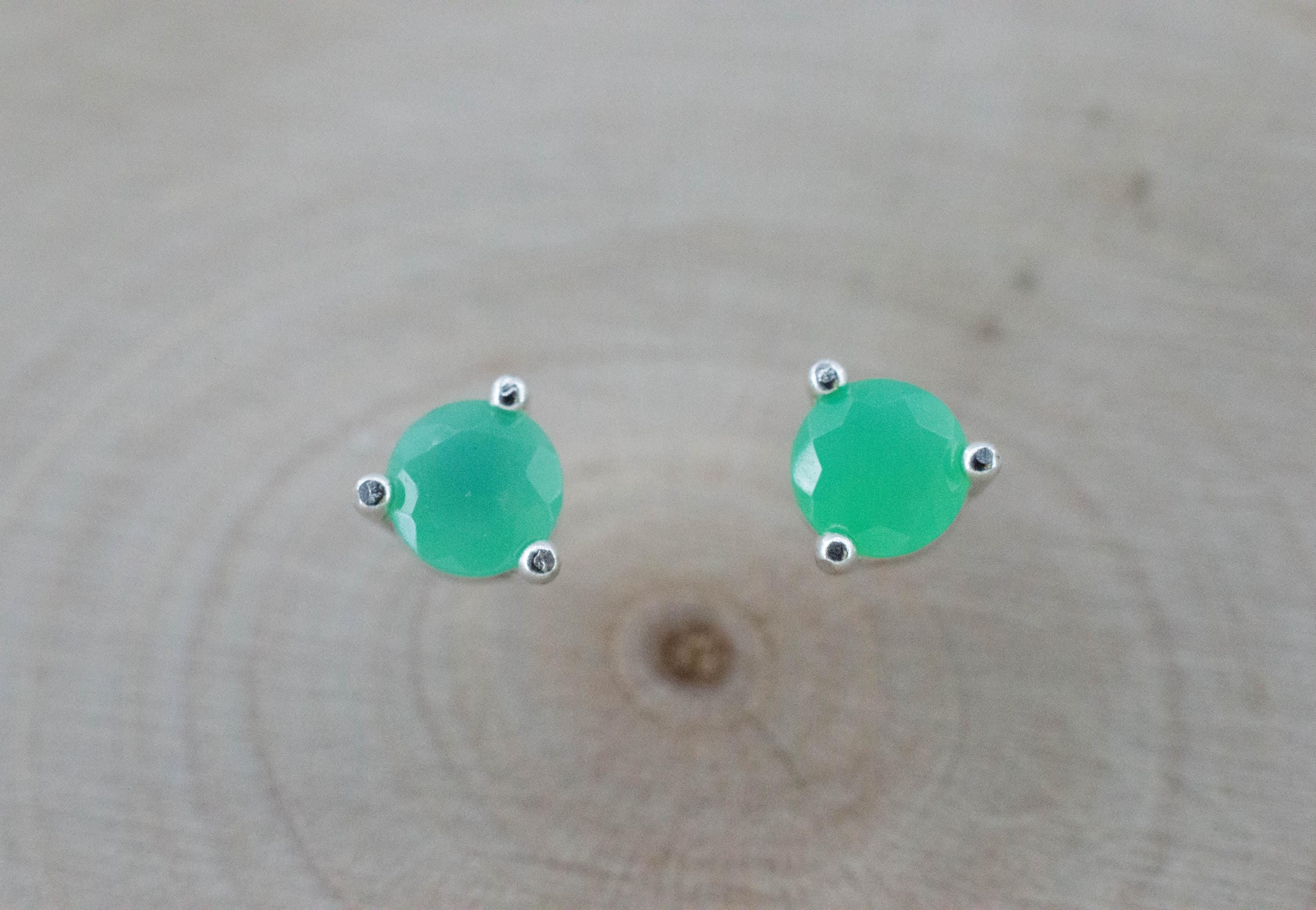 Chrysoprase Earrings, Natural Untreated Australian Chrysoprase; 0.525cts - Mark Oliver Gems
