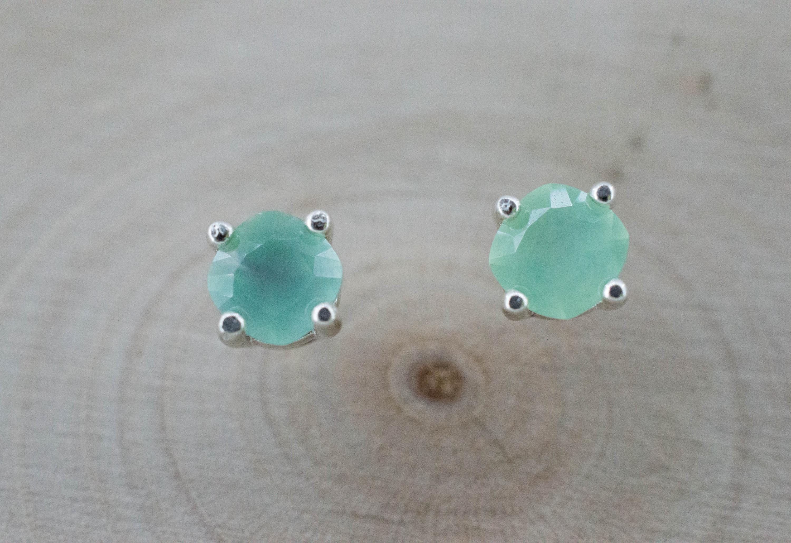 Chrysoprase Earrings, Natural Untreated Australian Chrysoprase; 0.630cts - Mark Oliver Gems