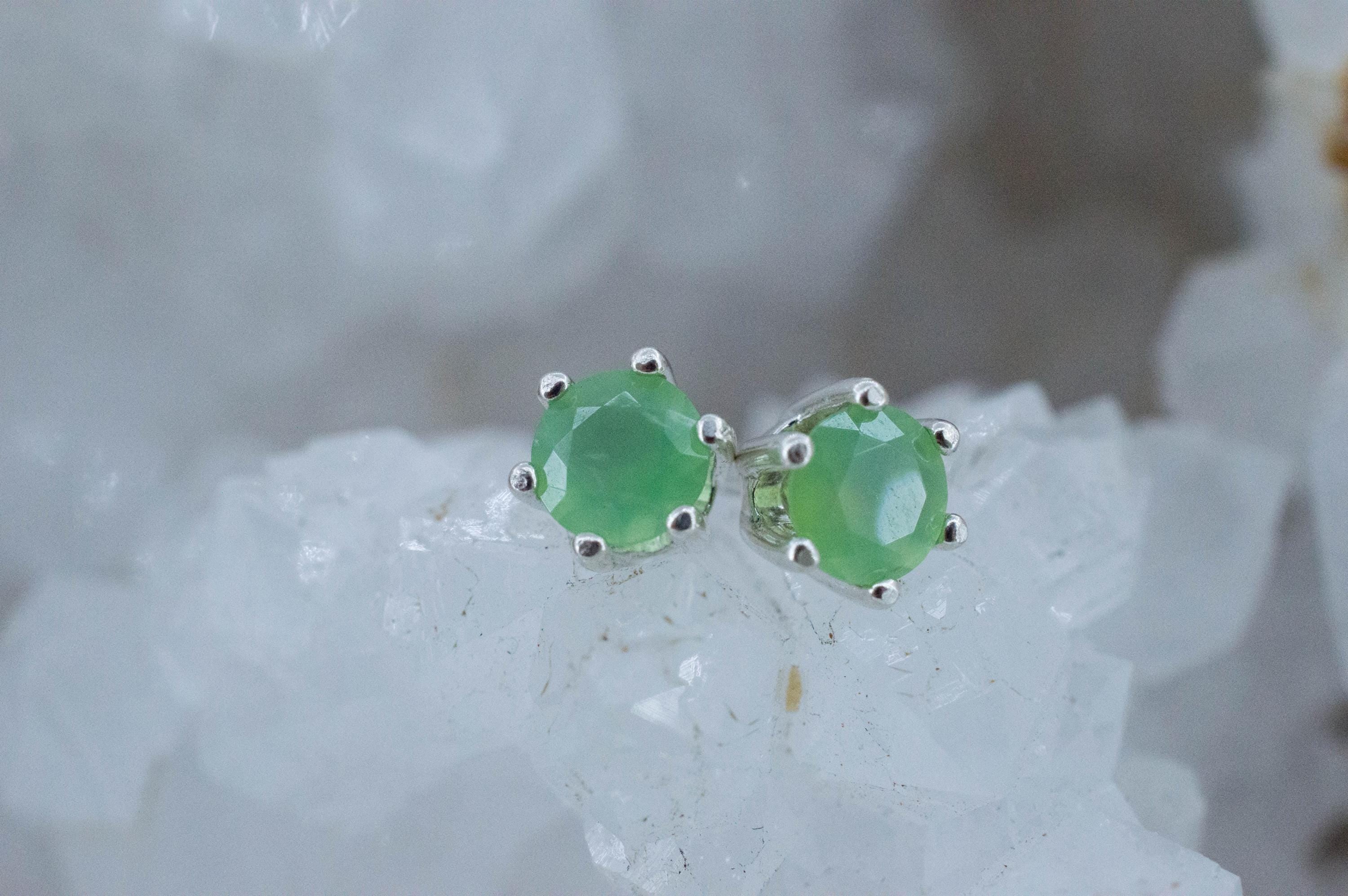 Chrysoprase Earrings, Natural Untreated Australian Chrysoprase; 0.825cts - Mark Oliver Gems