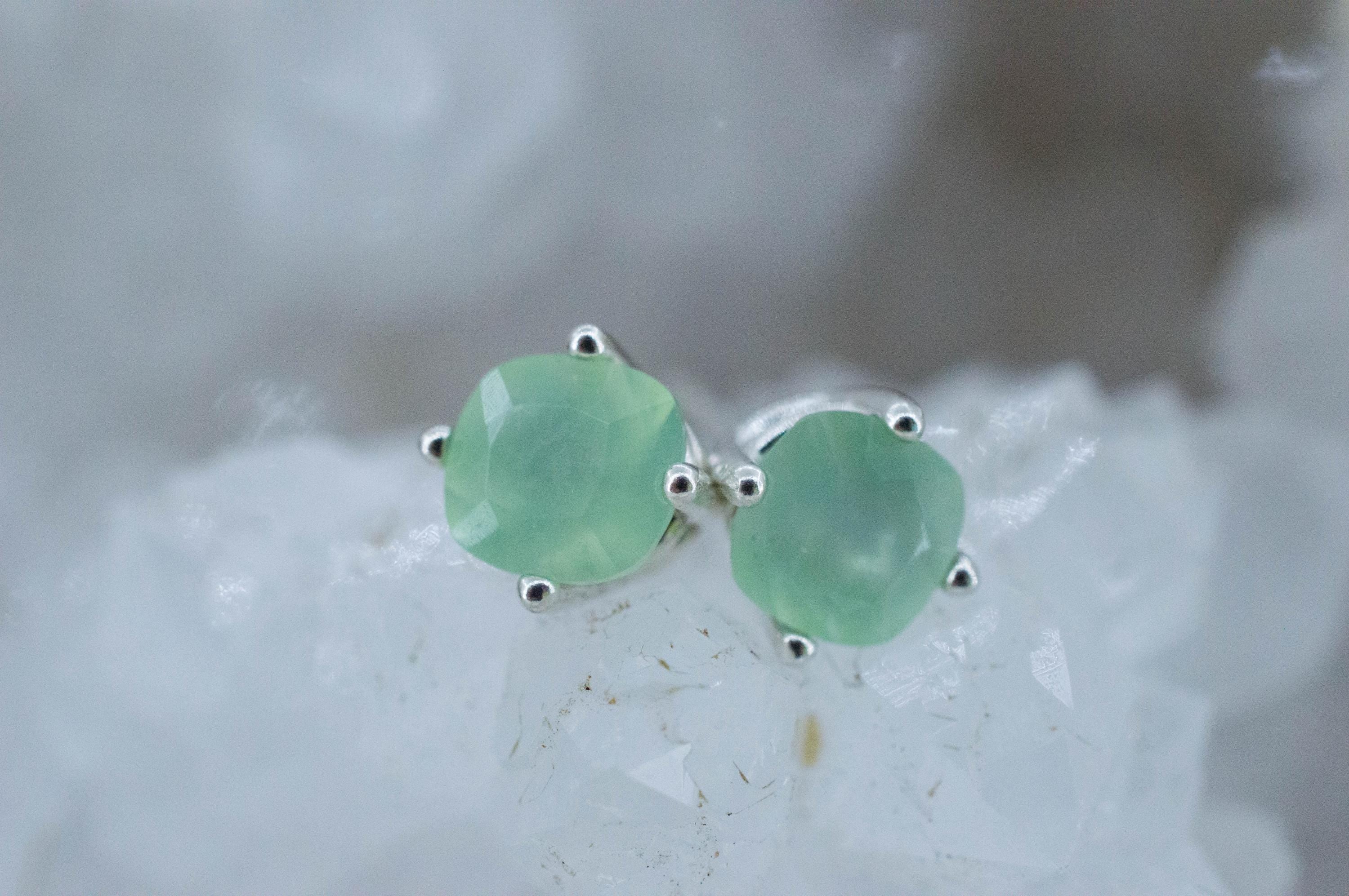 Chrysoprase Earrings, Natural Untreated Australian Chrysoprase; 1.095cts - Mark Oliver Gems