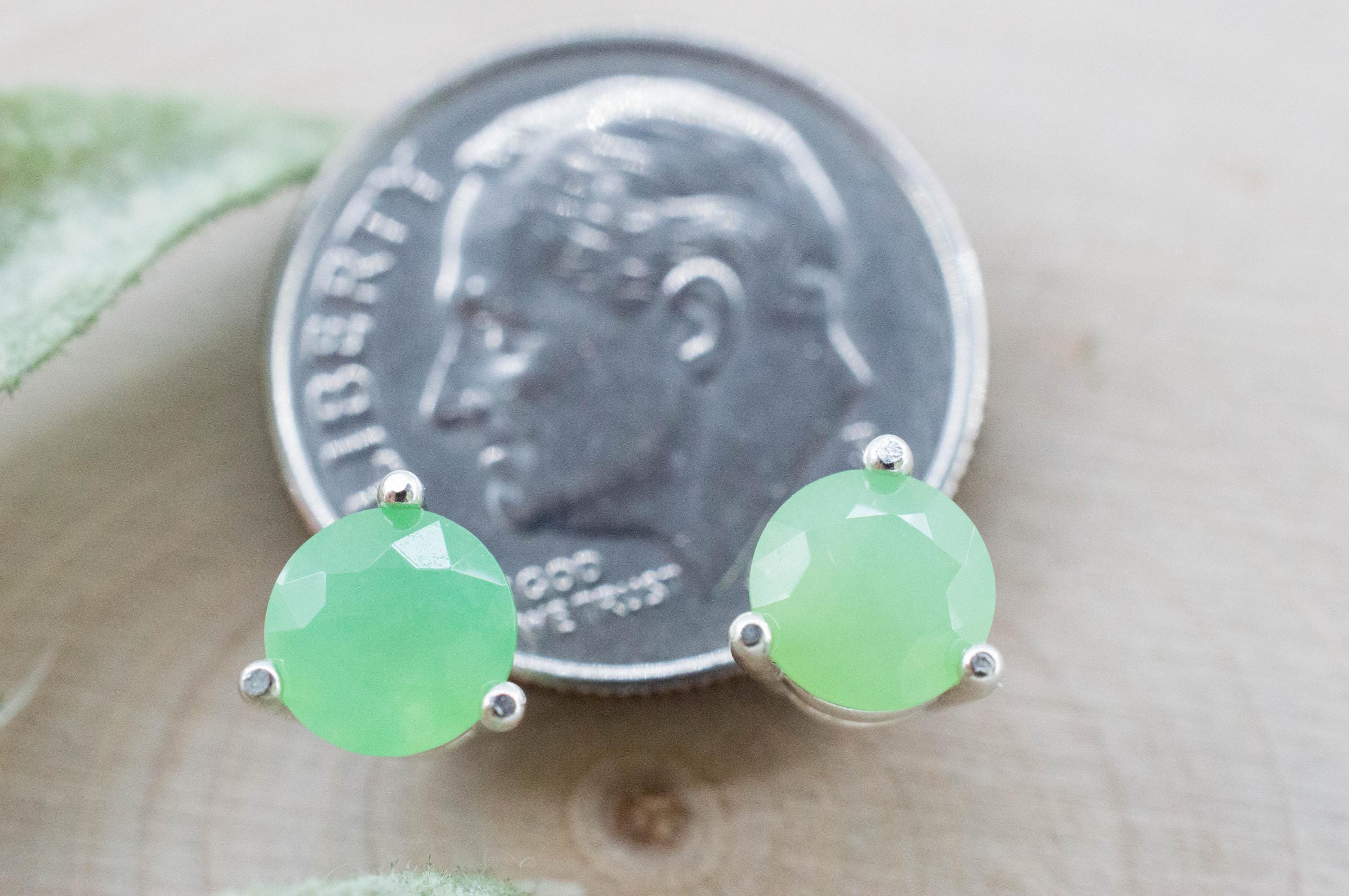 Chrysoprase Earrings, Natural Untreated Australian Chrysoprase; 1.125cts - Mark Oliver Gems
