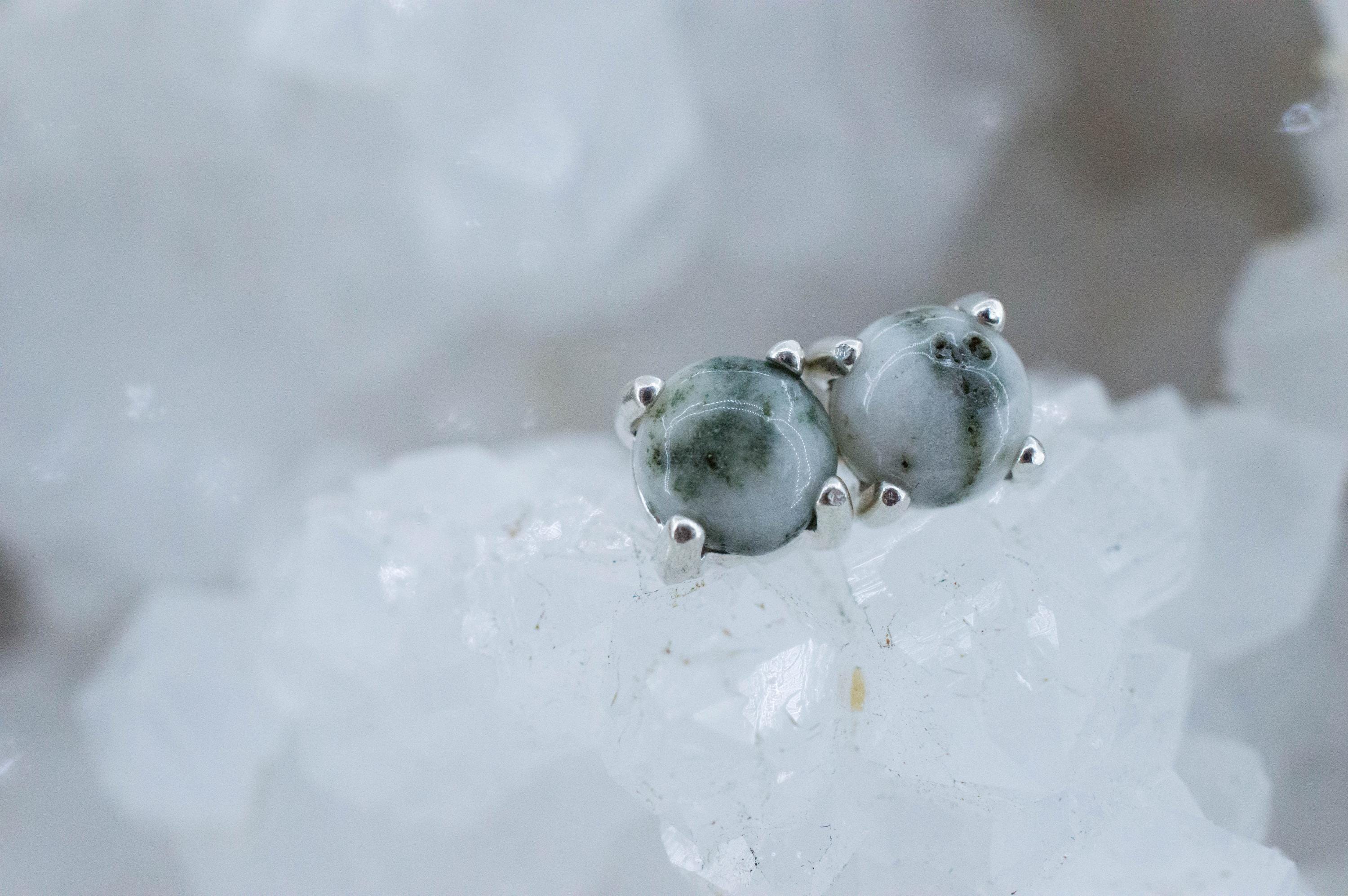 Tree Agate Earrings, Natural Untreated Brazil Dendritic Agate; 1.425cts