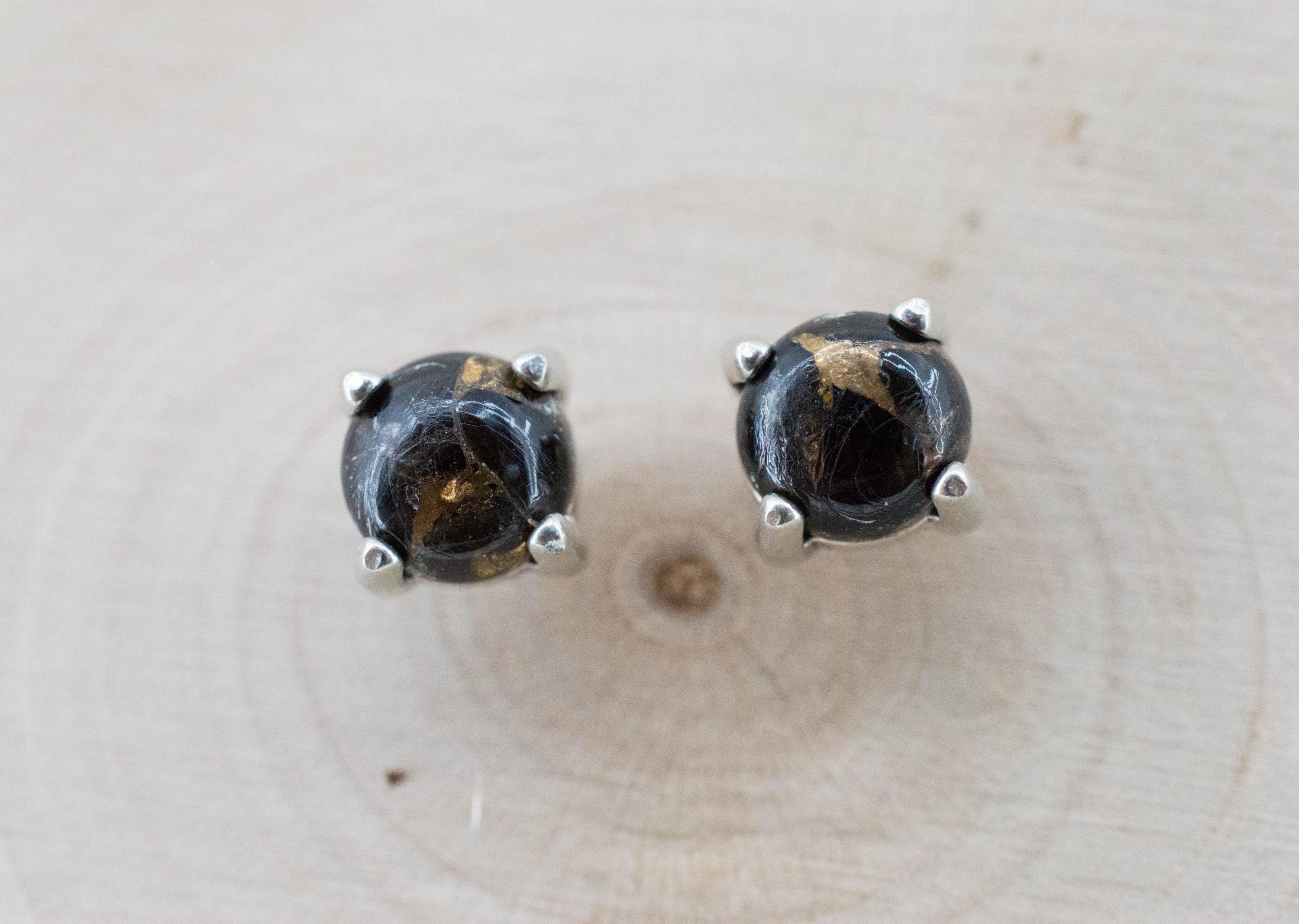 Copper Obsidian Earrings; Natural USA Obsidian; 1.405cts