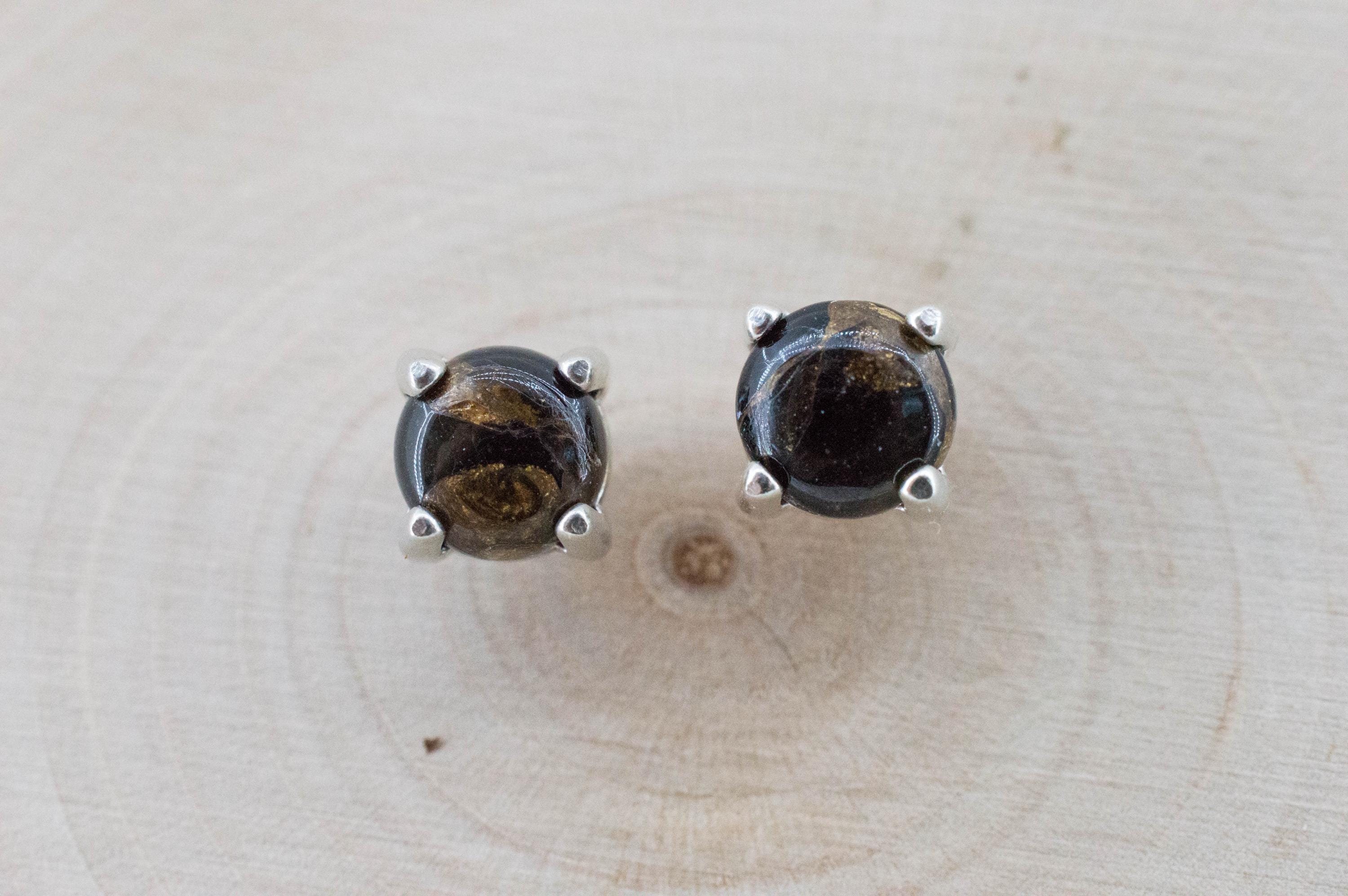 Copper Obsidian Earrings; Natural USA Obsidian; 1.425cts