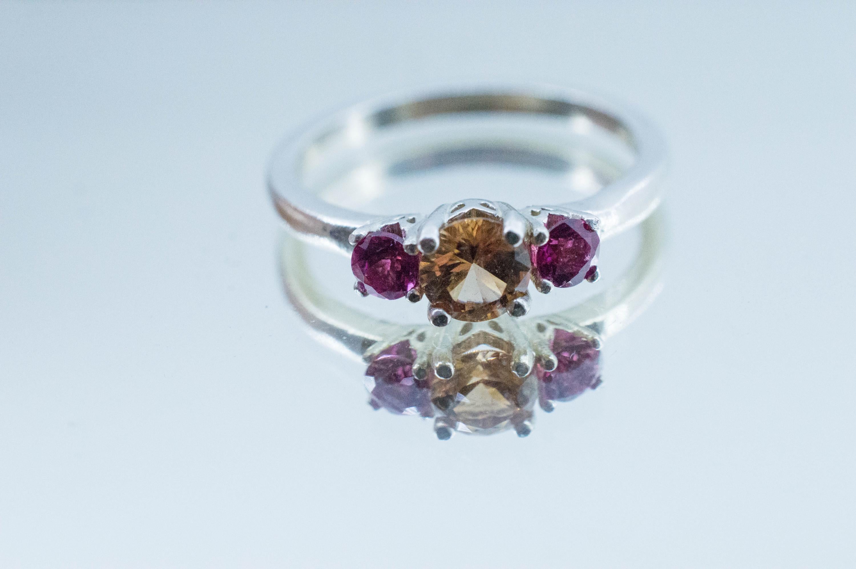Hessonite Garnet and Pink Tourmaline Ring; Natural Untreated Canada Garnet and Brazil Tourmaline - Mark Oliver Gems