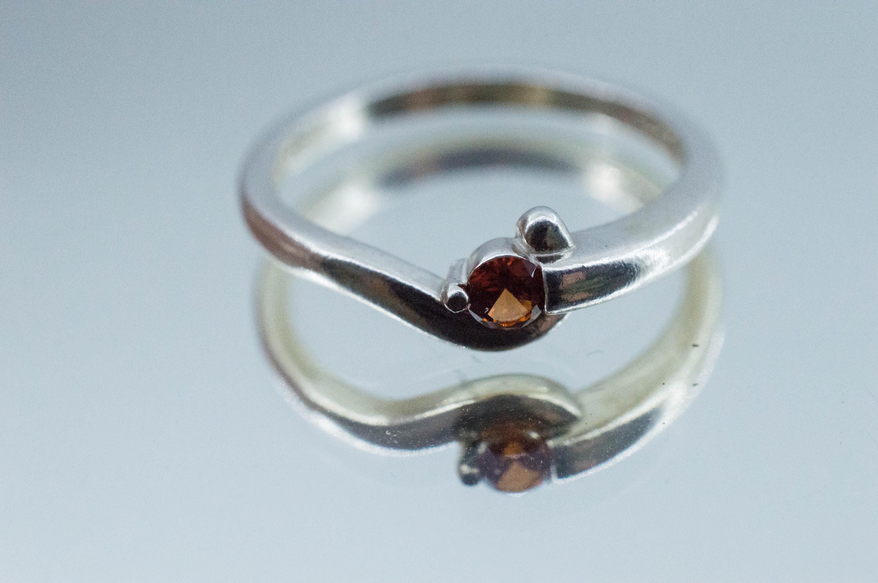 Spessartite Garnet Ring; Natural Untreated Tanzania Lindi Garnet; 0.130cts