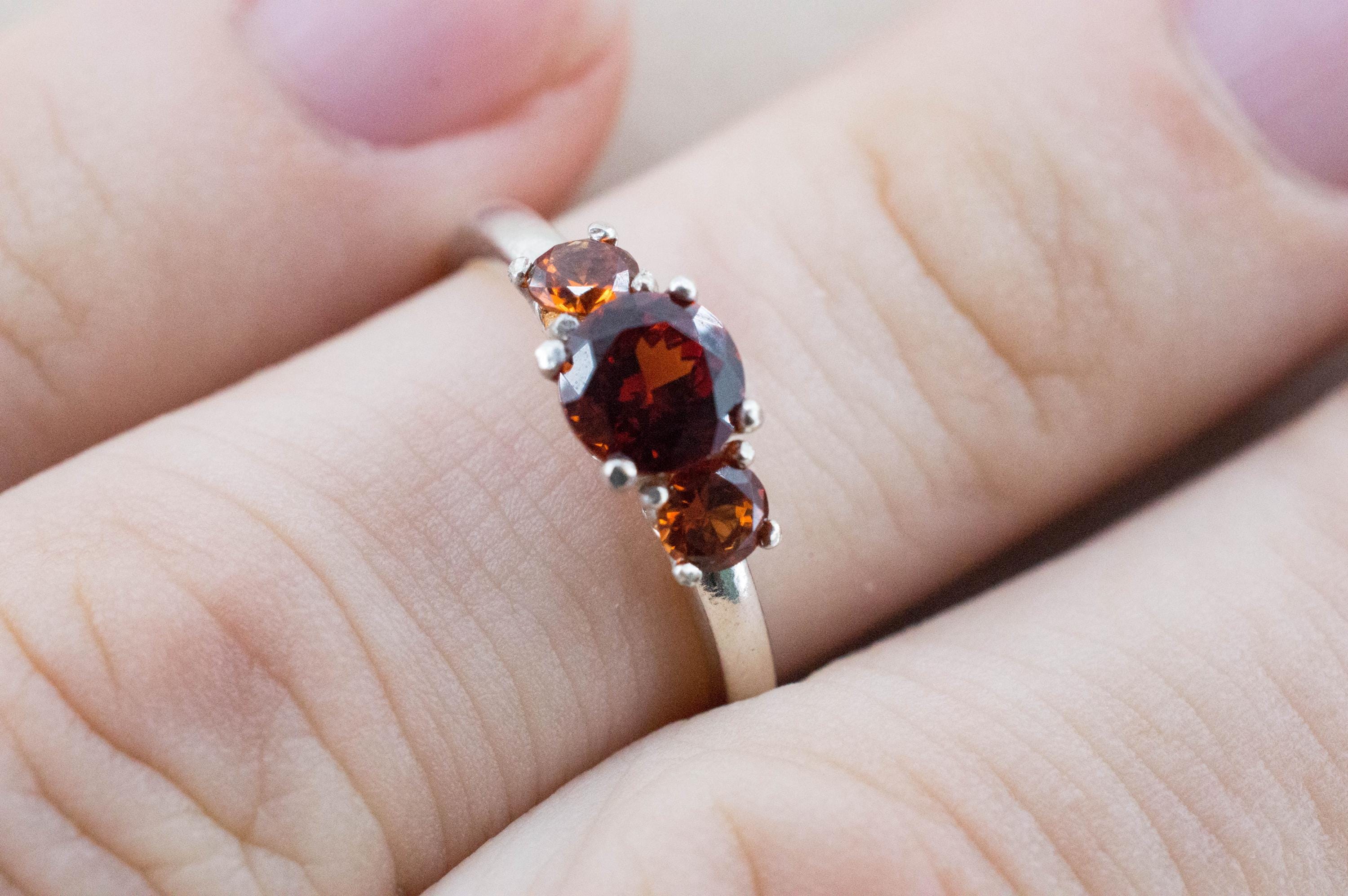 Spessartite Garnet Ring; Natural Untreated Tanzania Lindi Garnet; 1.340cts