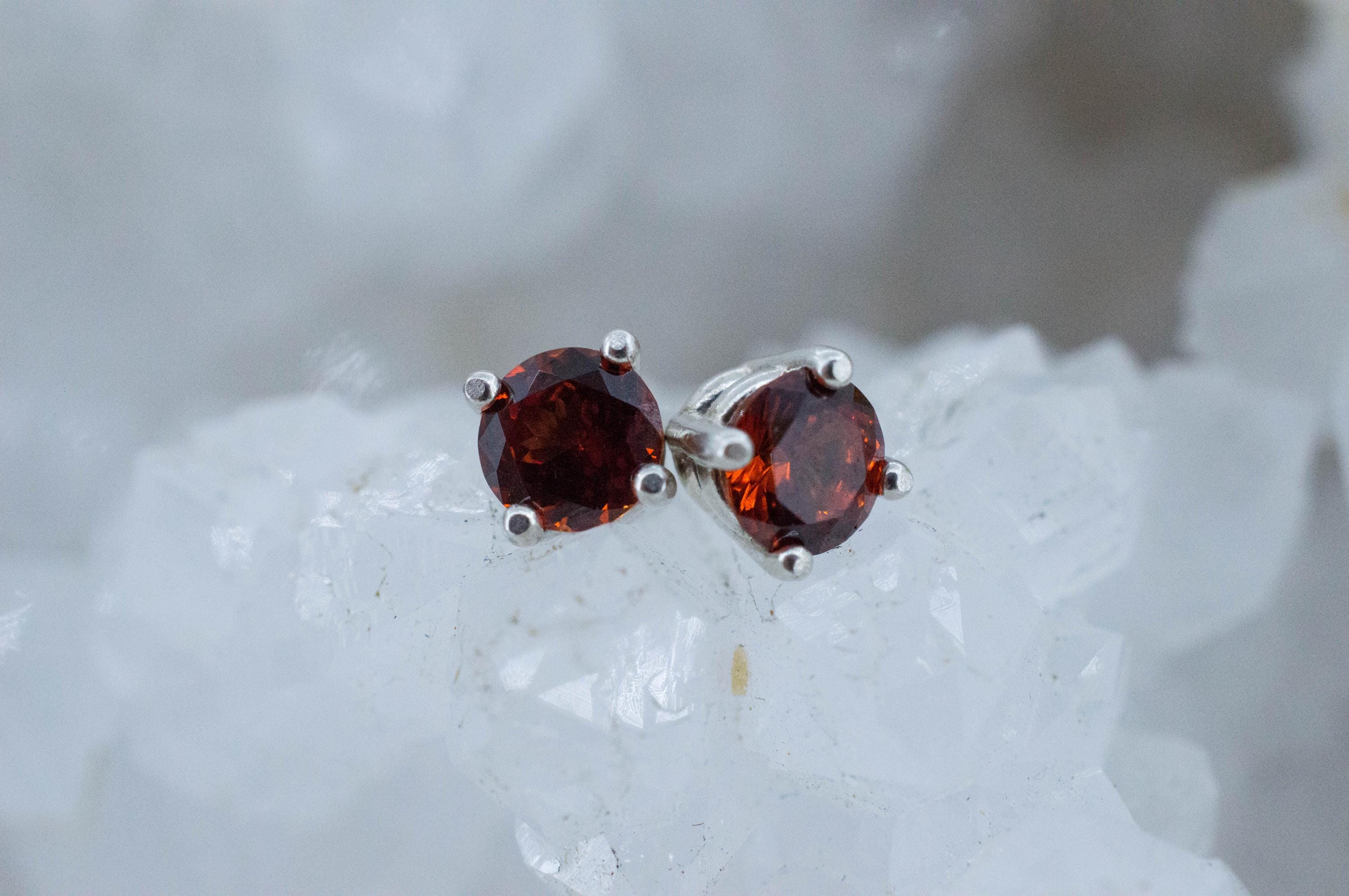 Spessartite Garnet Earrings; Natural Untreated Tanzania Lindi Garnet; 1.080cts
