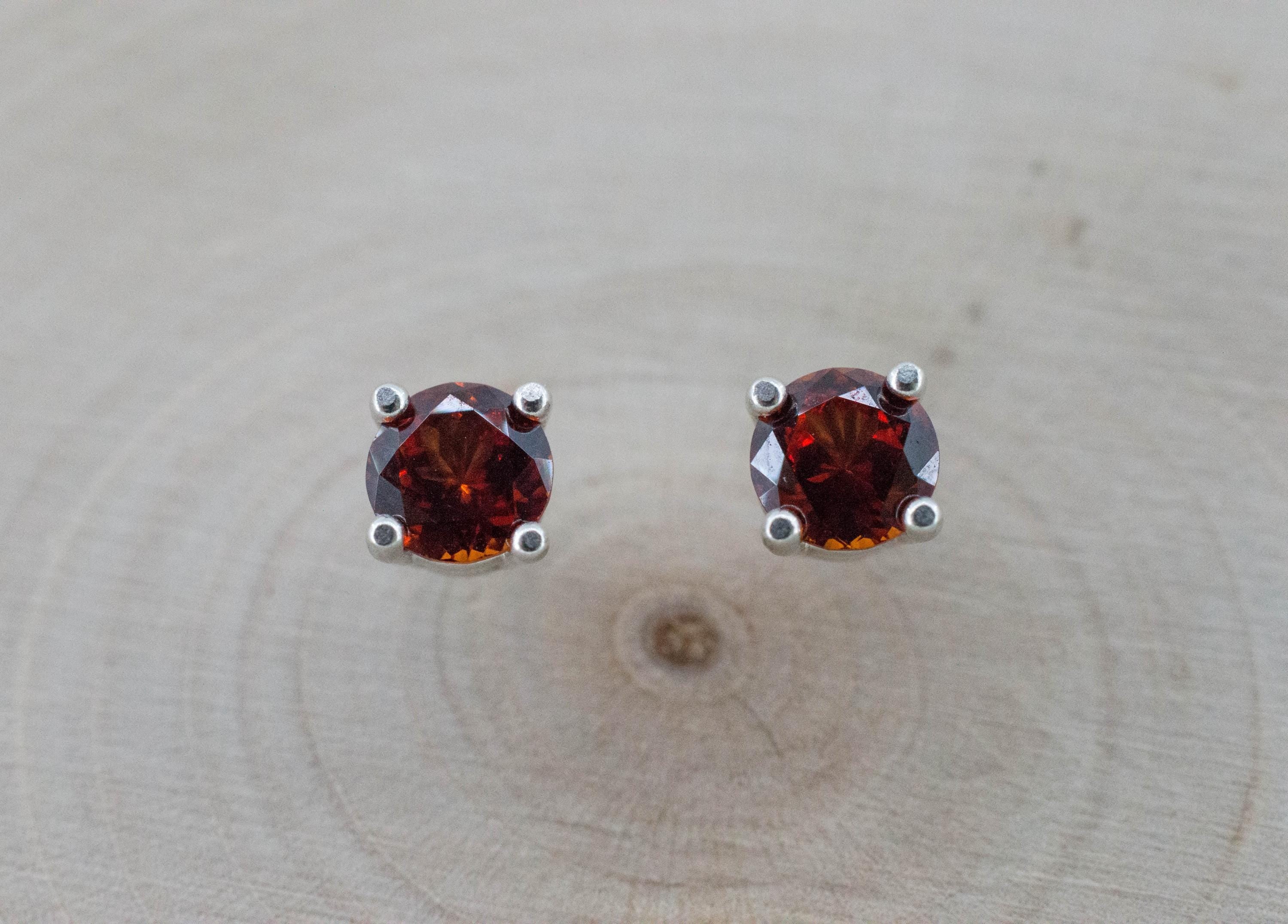 Spessartite Garnet Earrings; Natural Untreated Tanzania Lindi Garnet; 1.080cts - Mark Oliver Gems