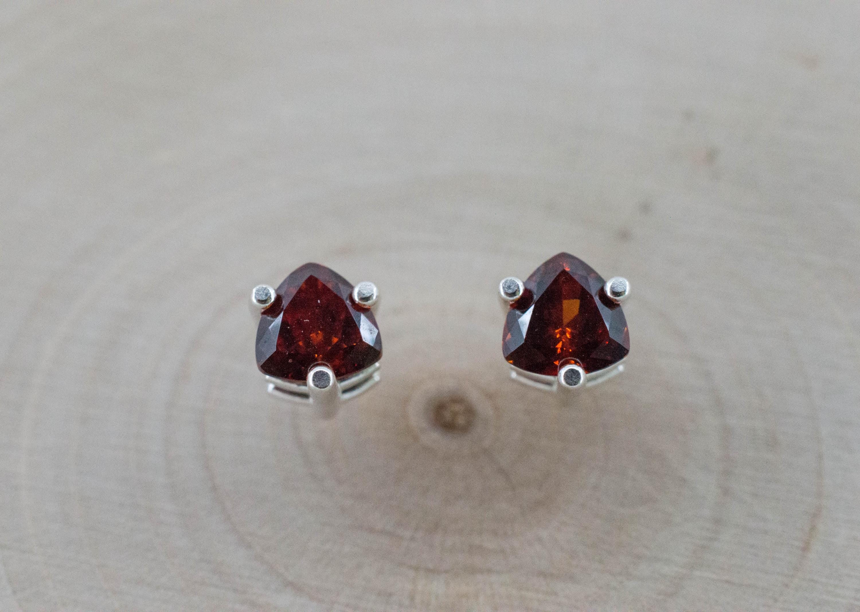 Spessartite Garnet Earrings; Natural Untreated Tanzania Lindi Garnet; 1.125cts - Mark Oliver Gems