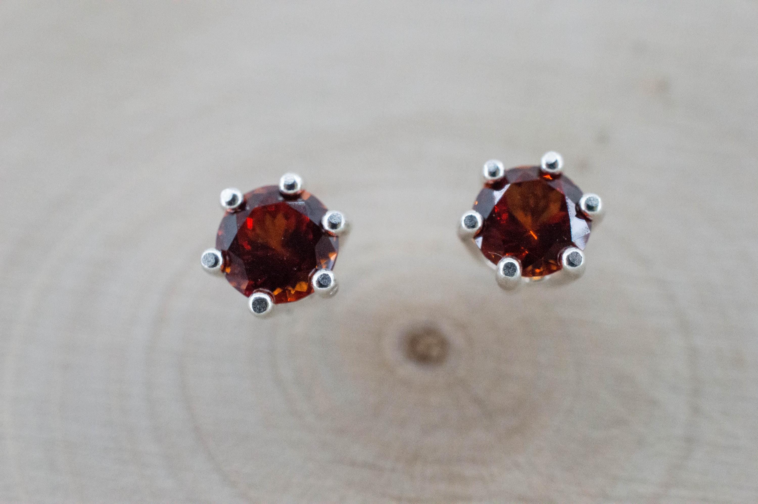 Spessartite Garnet Earrings; Natural Untreated Tanzania Lindi Garnet; 1.160cts - Mark Oliver Gems