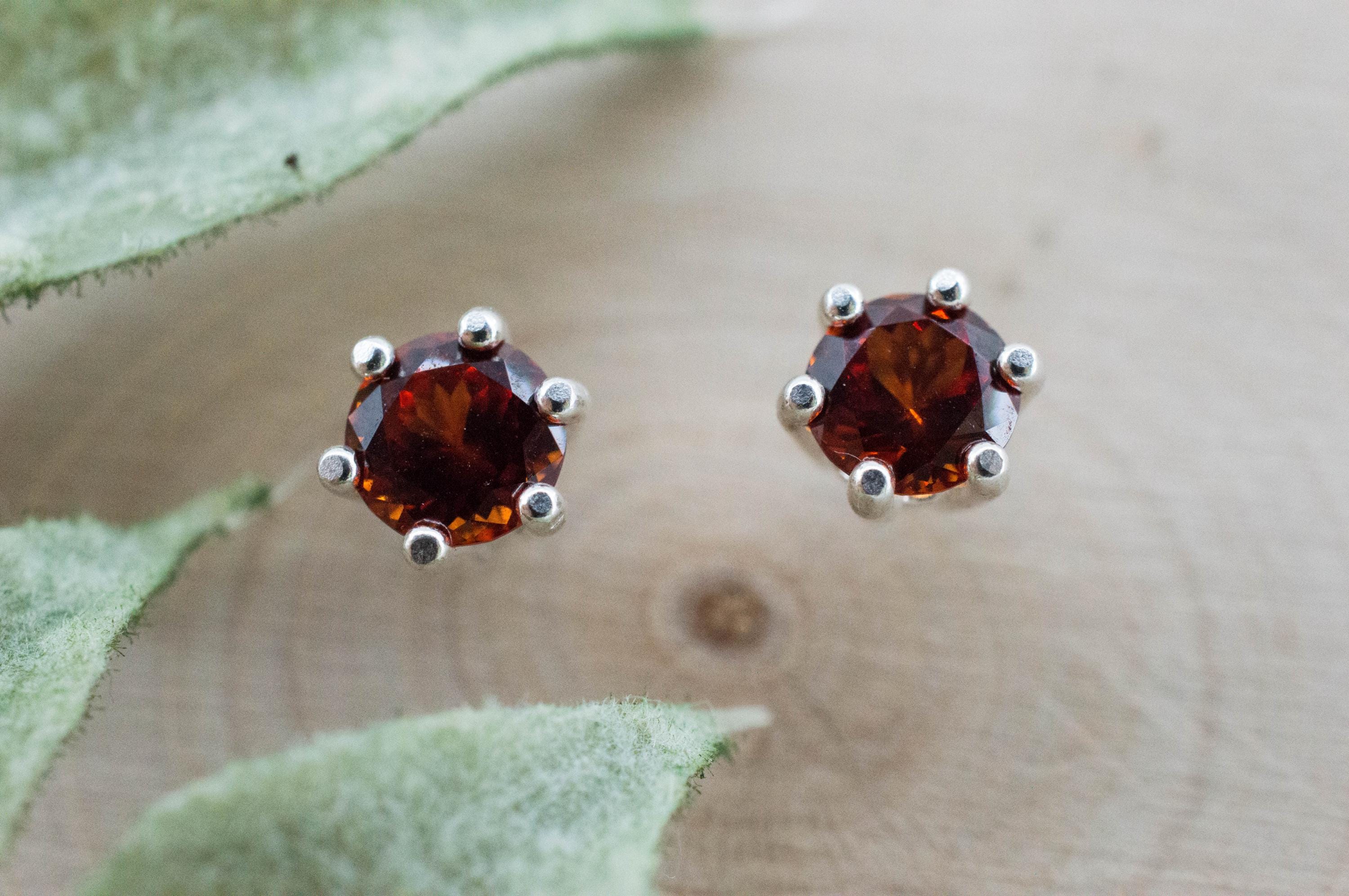 Spessartite Garnet Earrings; Natural Untreated Tanzania Lindi Garnet; 1.160cts