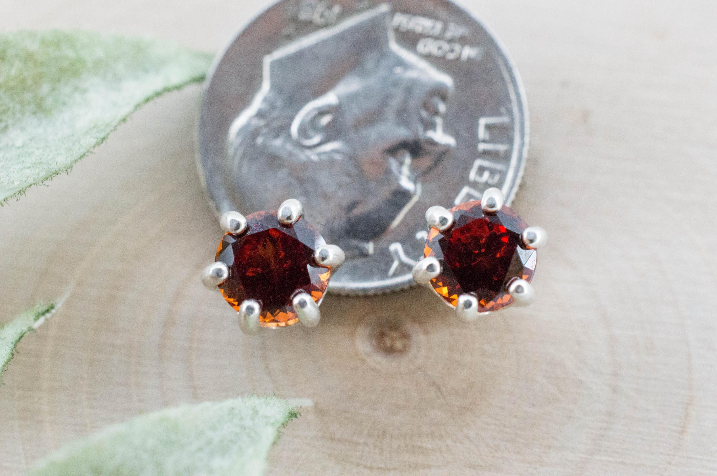 Spessartite Garnet Earrings; Natural Untreated Tanzania Lindi Garnet; 1.730cts - Mark Oliver Gems