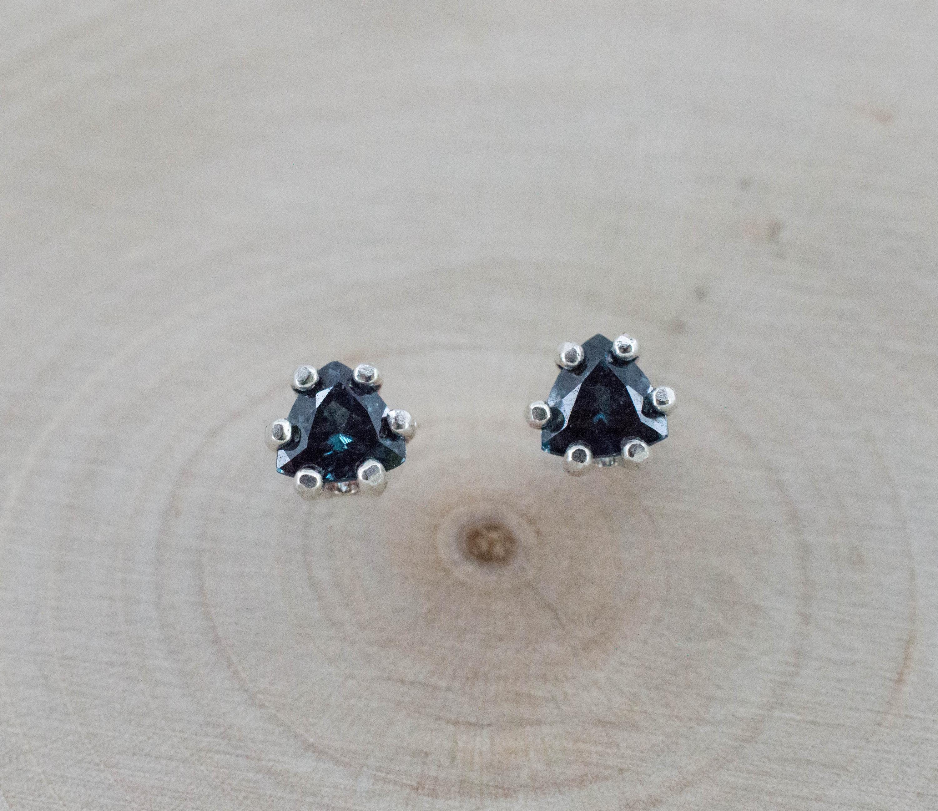 Blue Garnet Earrings; Natural Untreated Madagascar Color Change Garnet; 0.710cts - Mark Oliver Gems