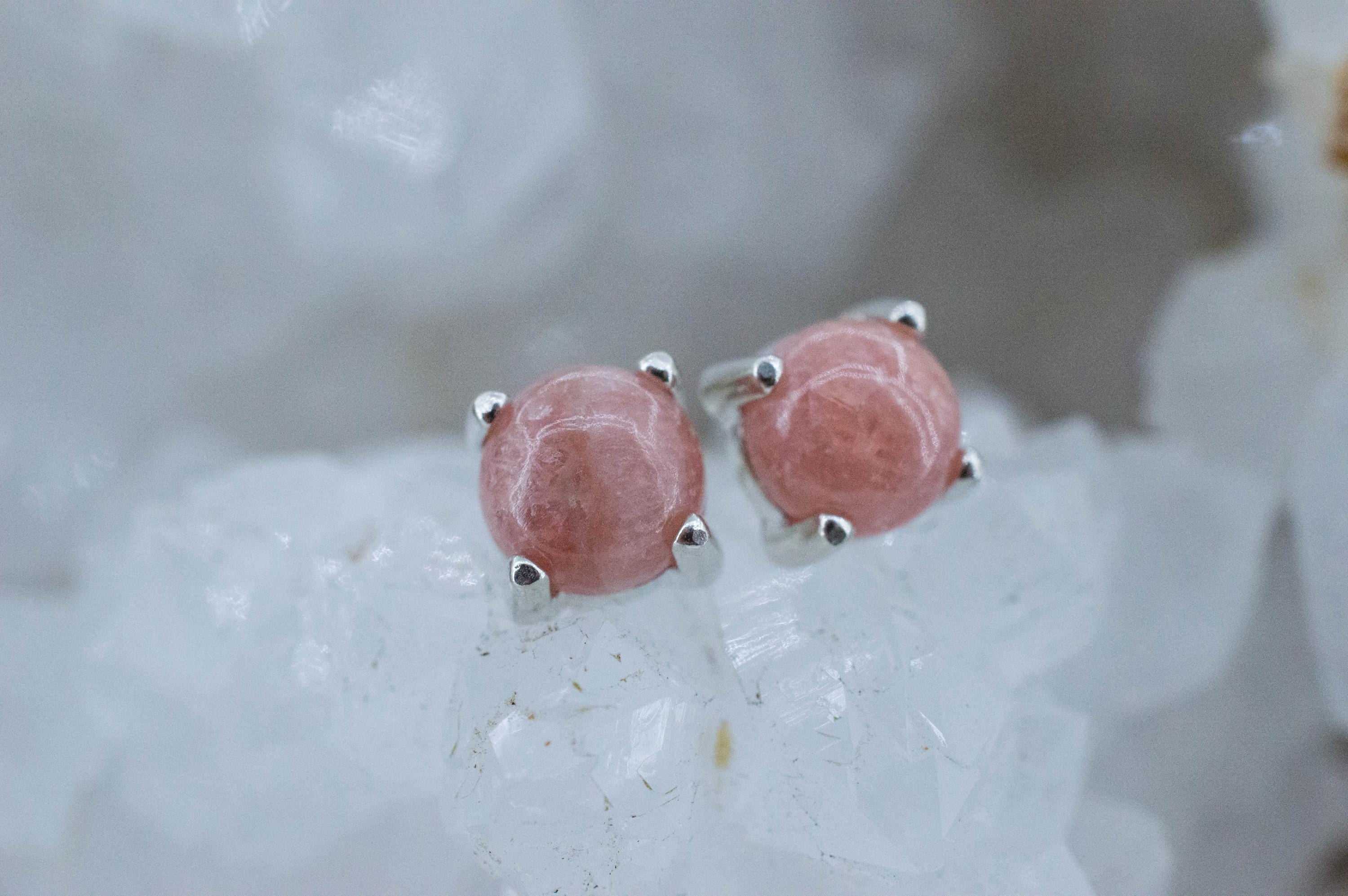 Rhodochrosite Earrings; Natural Untreated Argentina Rhodochrosite; 2.540cts