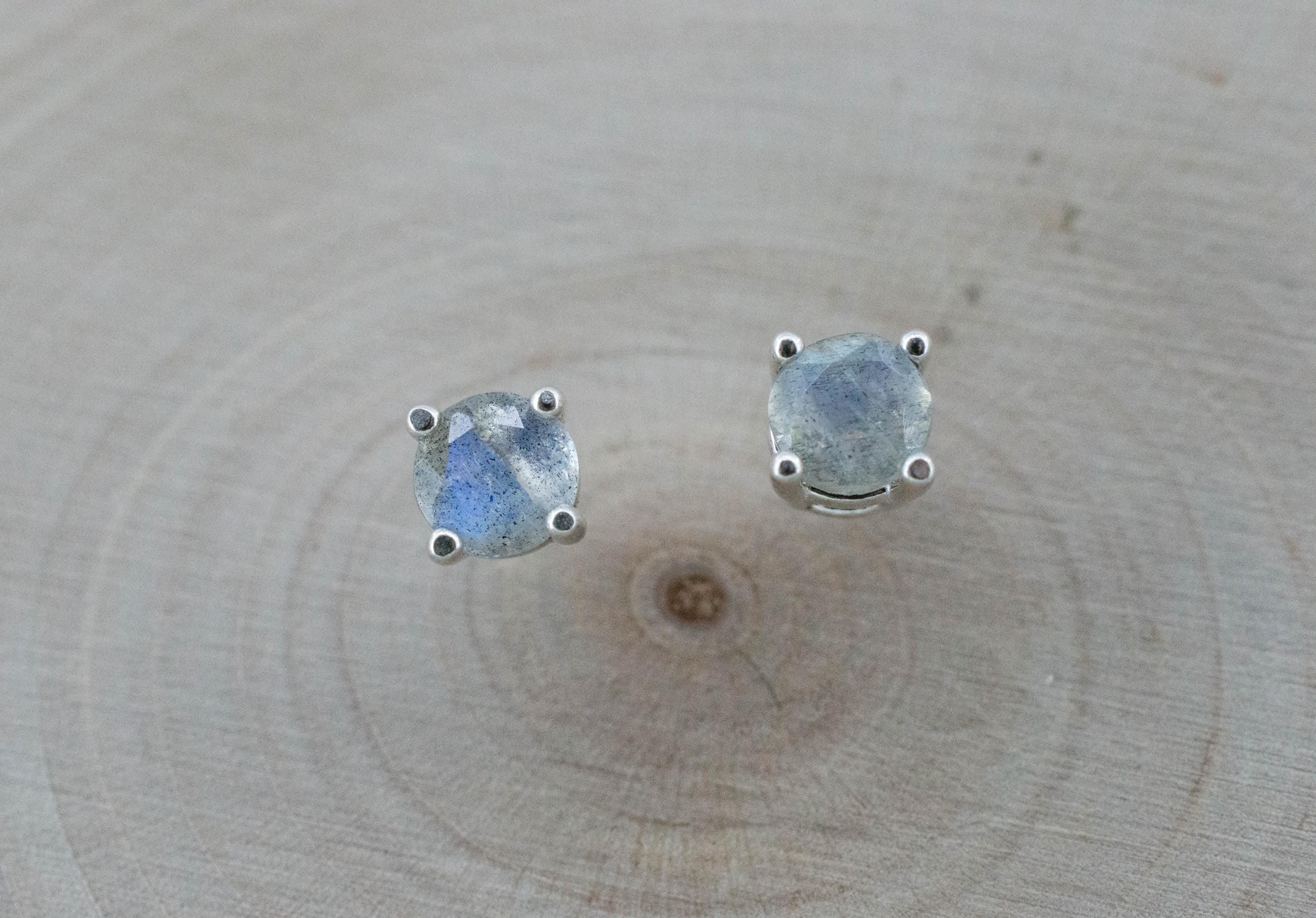 Labradorite Earrings; Natural Untreated Madagascar Labradorite; 0.675cts