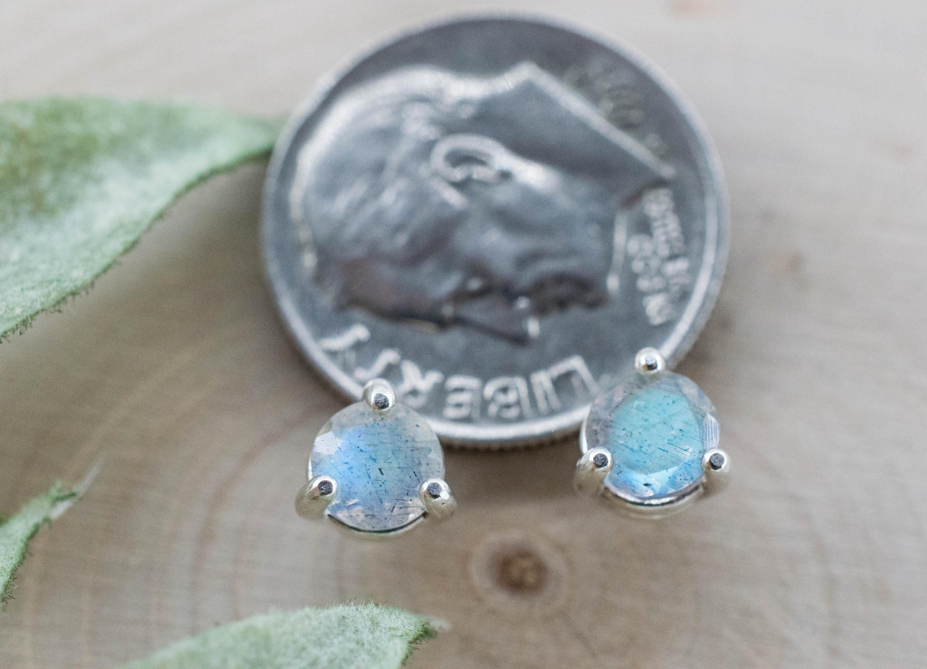 Labradorite Earrings; Natural Untreated Madagascar Labradorite; 0.775cts