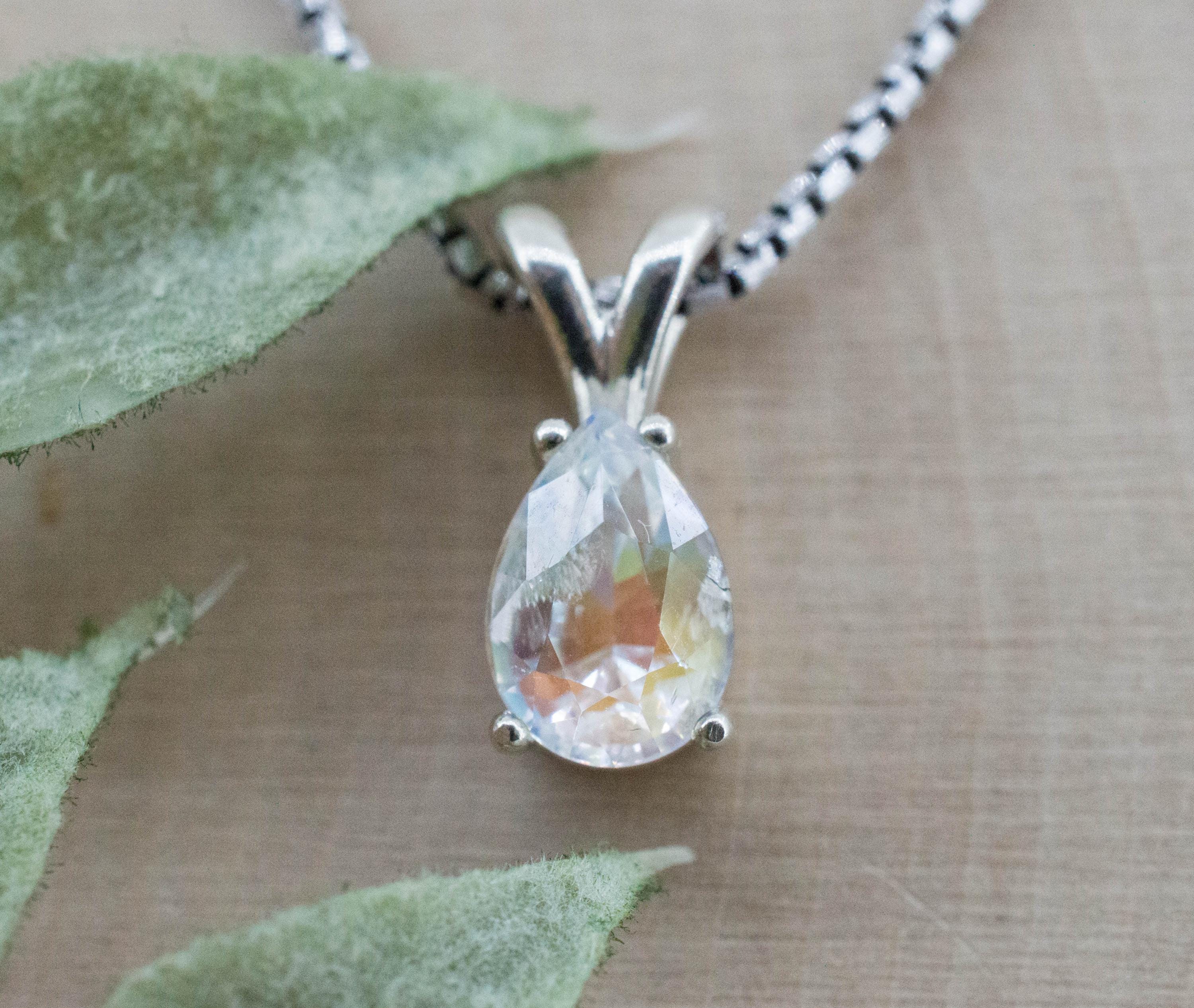 Rainbow Moonstone Pendant, Natural Untreated Madagascar Moonstone; 1.500cts